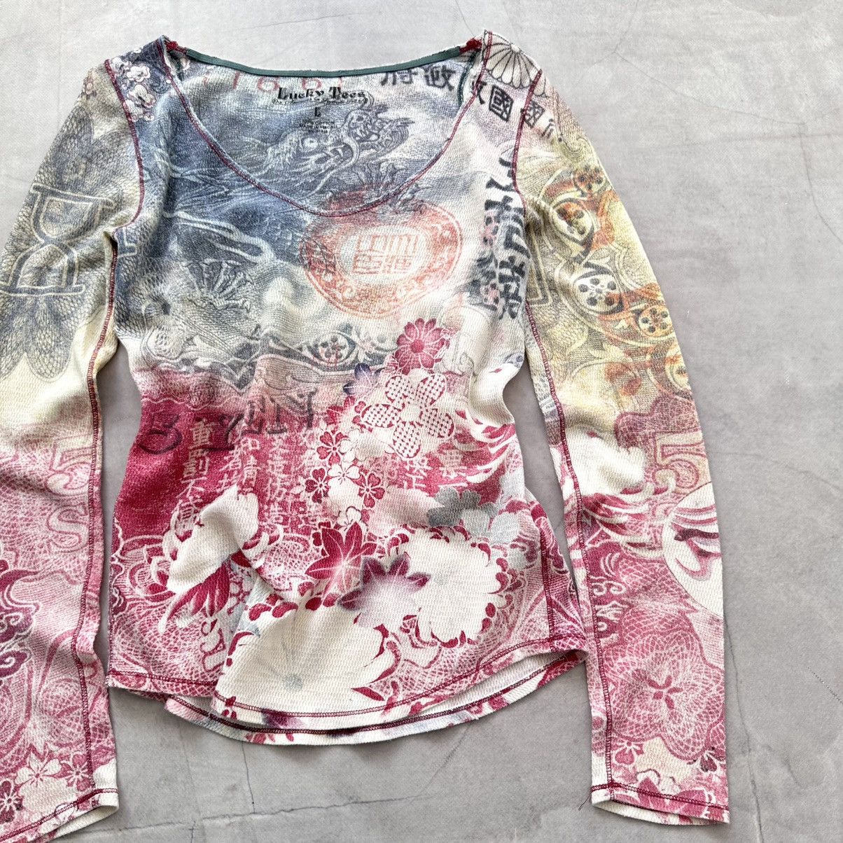 Hysteric Glamour × Undercover 00s Japan Floral Long Sleeve T Shirt Cop Copine Style Size L / US 10 / IT 46 - 2 Thumbnail