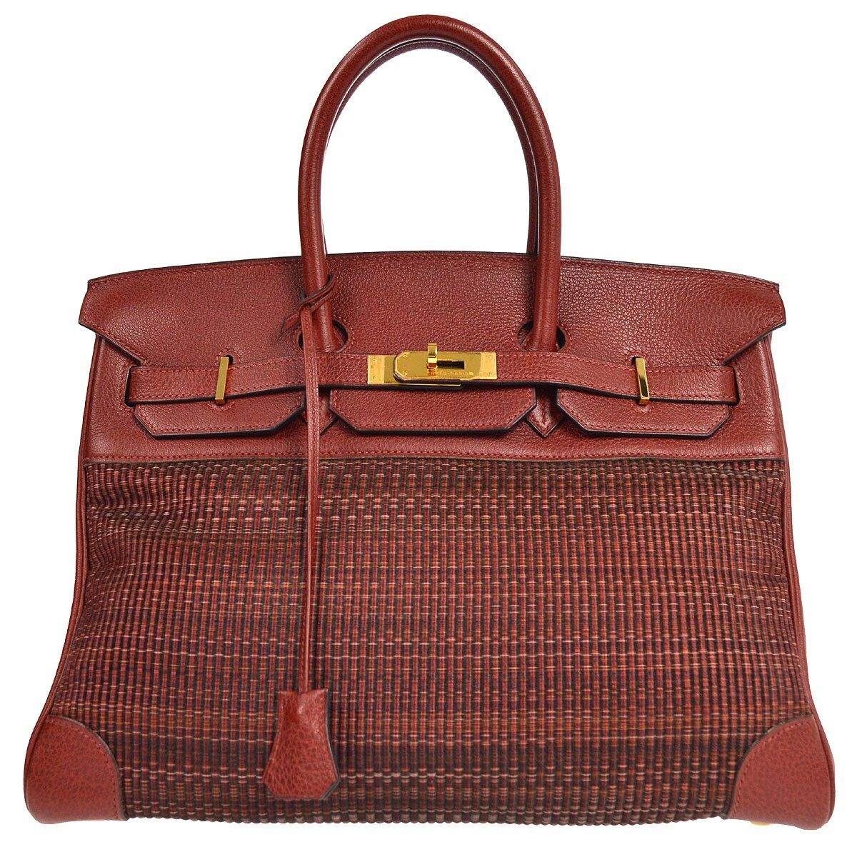 Hermes Hermes Birkin Handbag Red Crinoline Taurillon Clémence Size ONE SIZE - 1 Thumbnail