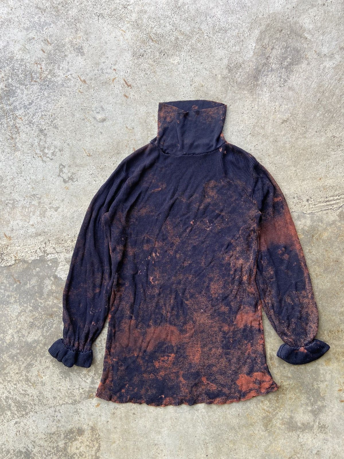 Comme des Garcons AW1991 Robe De Chambre Bleached Rayon Knit Turtleneck Size US M / EU 48-50 / 2 - 1 Thumbnail