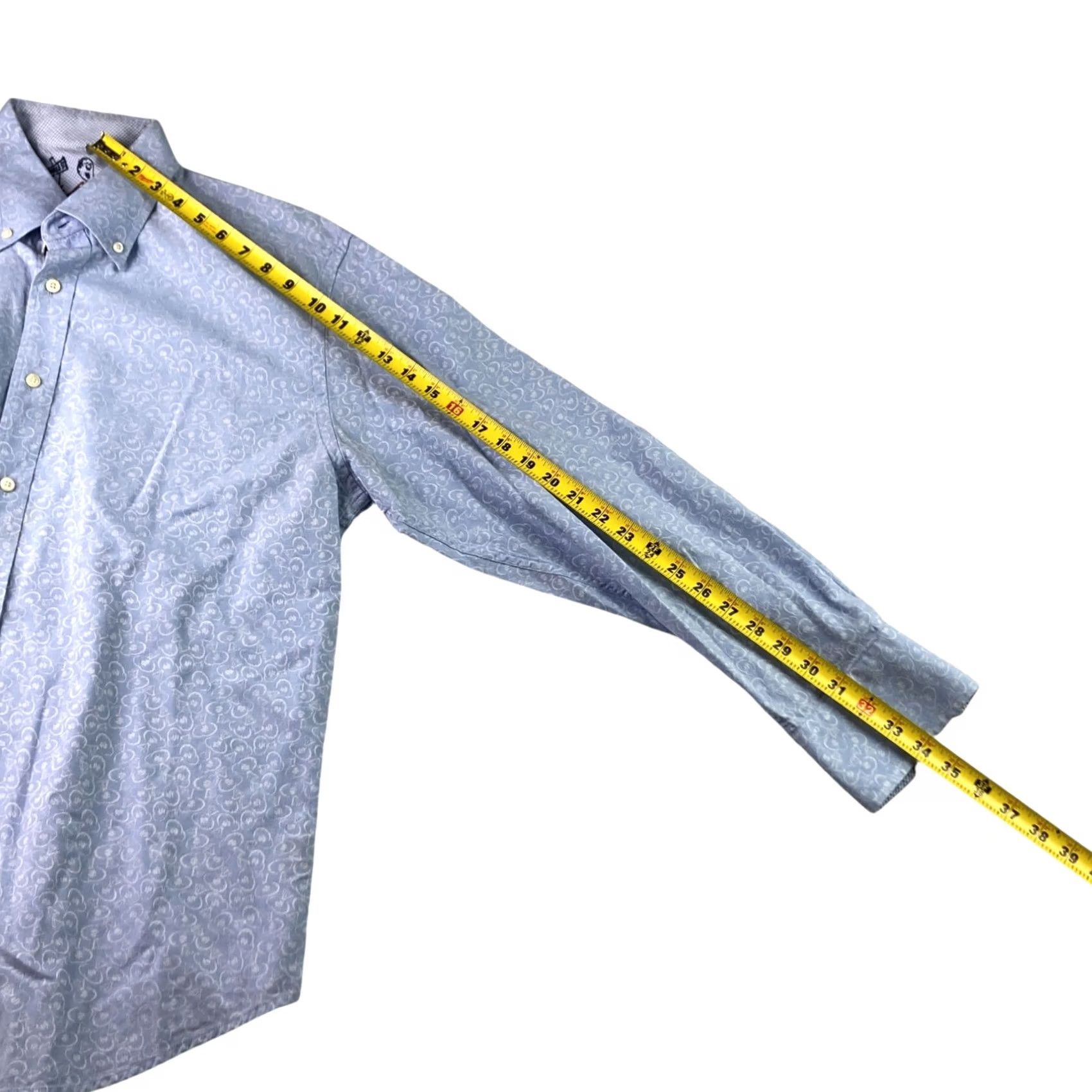 Robert Graham Robert Graham Men's Dress Shirt Blue XL Flip Cuff Money Bags Long Sleeve Size 46R - 7 Thumbnail