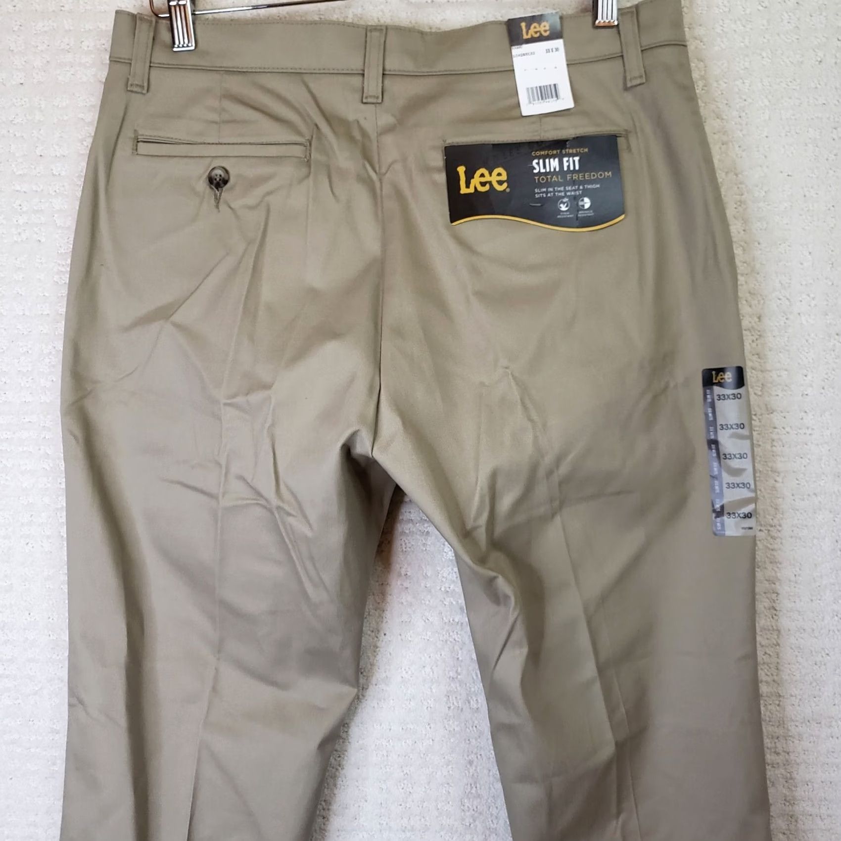 Lee Lee Comfort Stretch Slim Total Freedom Khaki Pants MEN'S 33x30 Slim Fit NWT Size US 33 - 7 Thumbnail