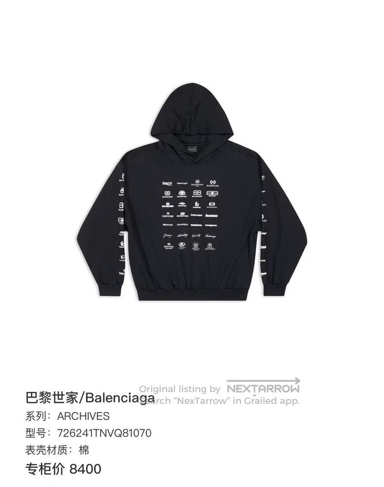 Balenciaga Balenciaga Multi-element logo all-over print hoodie black Size US S / EU 44-46 / 1 - 8 Thumbnail
