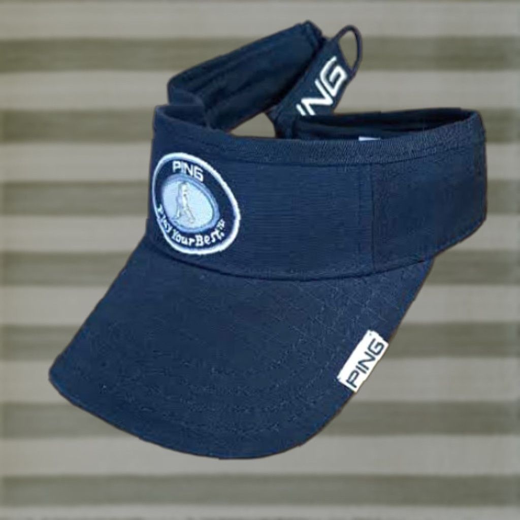 Vintage Ping Golf Visor Hat Adjustable Black - Men, Canvas Strap, Take it Easy, Play your Best Ping Hat Visor, Black, Adjustable Strap, Golf Hat, Mens Size ONE SIZE - 1 Thumbnail