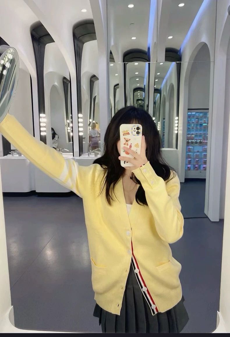 Thom Browne Yellow knit cardigan