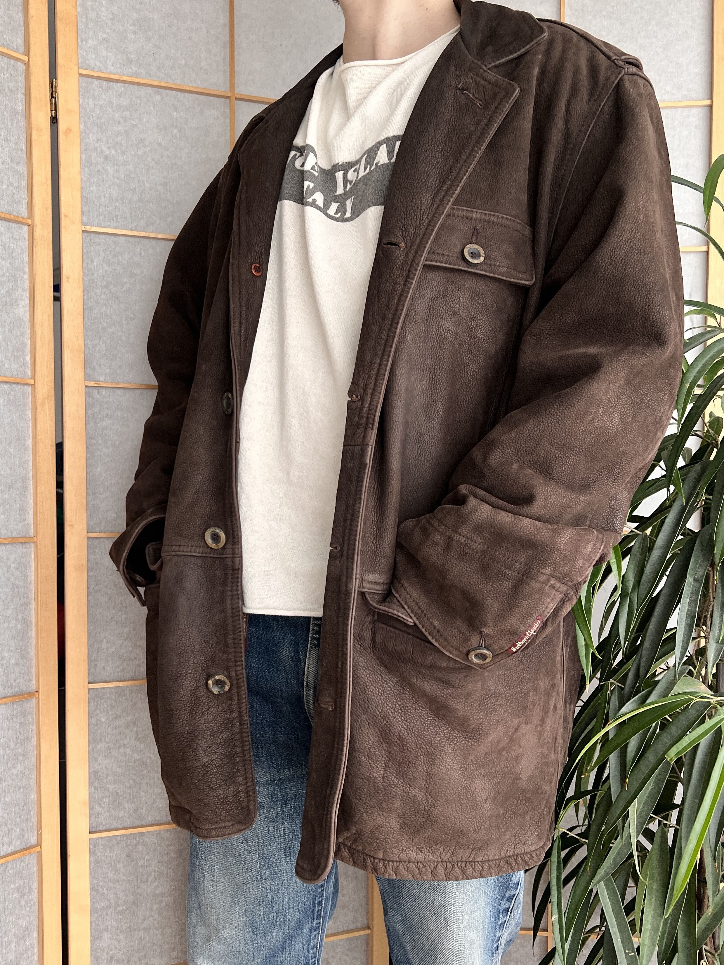 Marlboro Classics Archive! Marlboro Classics vintage 90s leather coat jacket Size US XXL / EU 58 / 5 - 22 Thumbnail