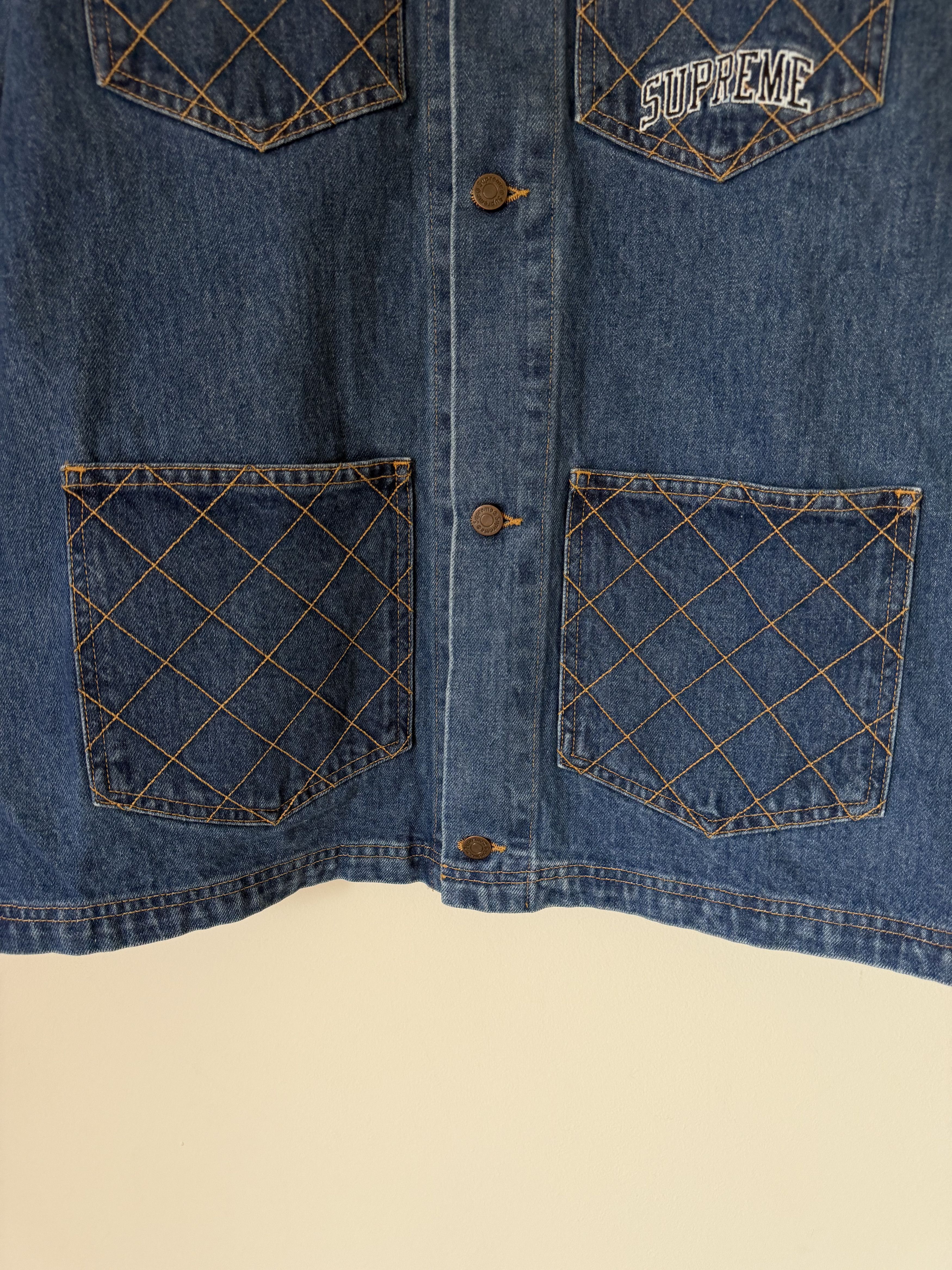 Supreme Supreme Diamond Stitch Denim Chore Coat in Washed Blue Size US XL / EU 56 / 4 - 3 Thumbnail