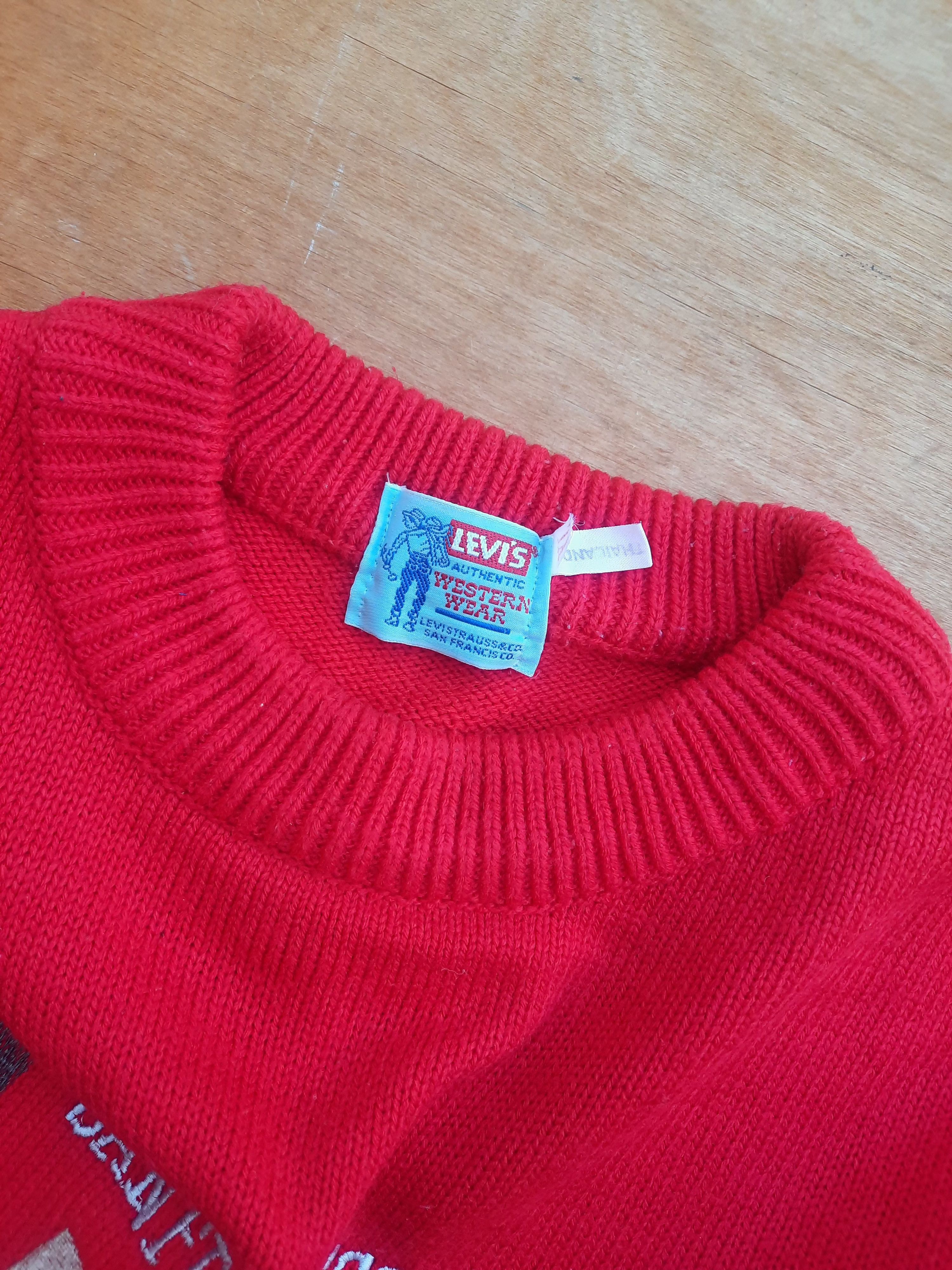 Levi's Vintage Clothing Rare Levi’s 501 Logo Red Knit Sweater Pullover Y2K Size US XL / EU 56 / 4 - 2 Thumbnail