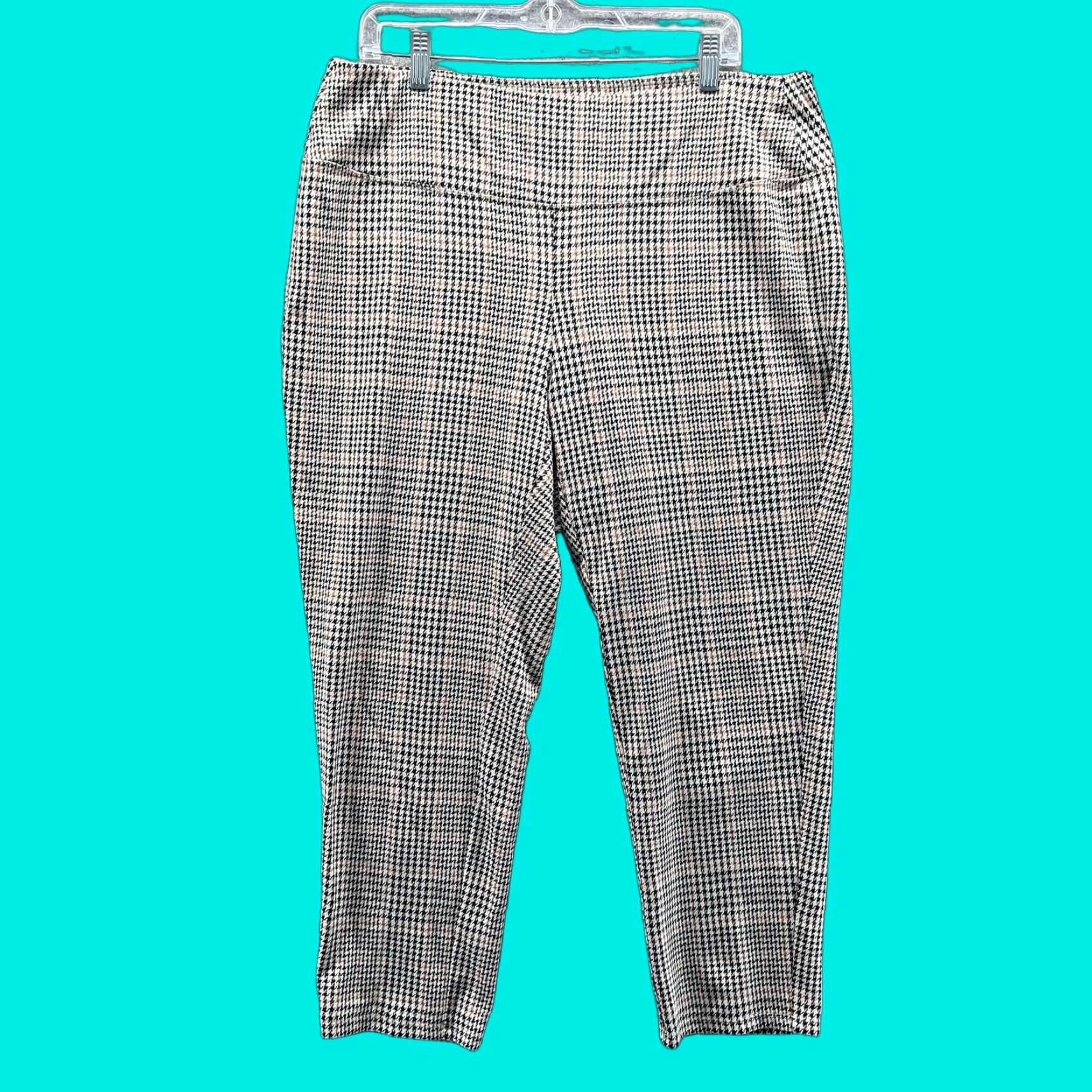 J. Jill J. Jill Pants Womens XL Petite Multicolor Check Cropped Tapered Pull-On Knit Pockets Business Casual Travel Size 40" / US 18 - 1 Thumbnail