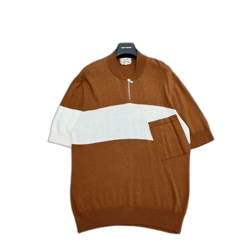 Hermes Hermes Color Block Short Sleeve Knit Sweater-yf Size US M / EU 48-50 / 2 - 1 Thumbnail
