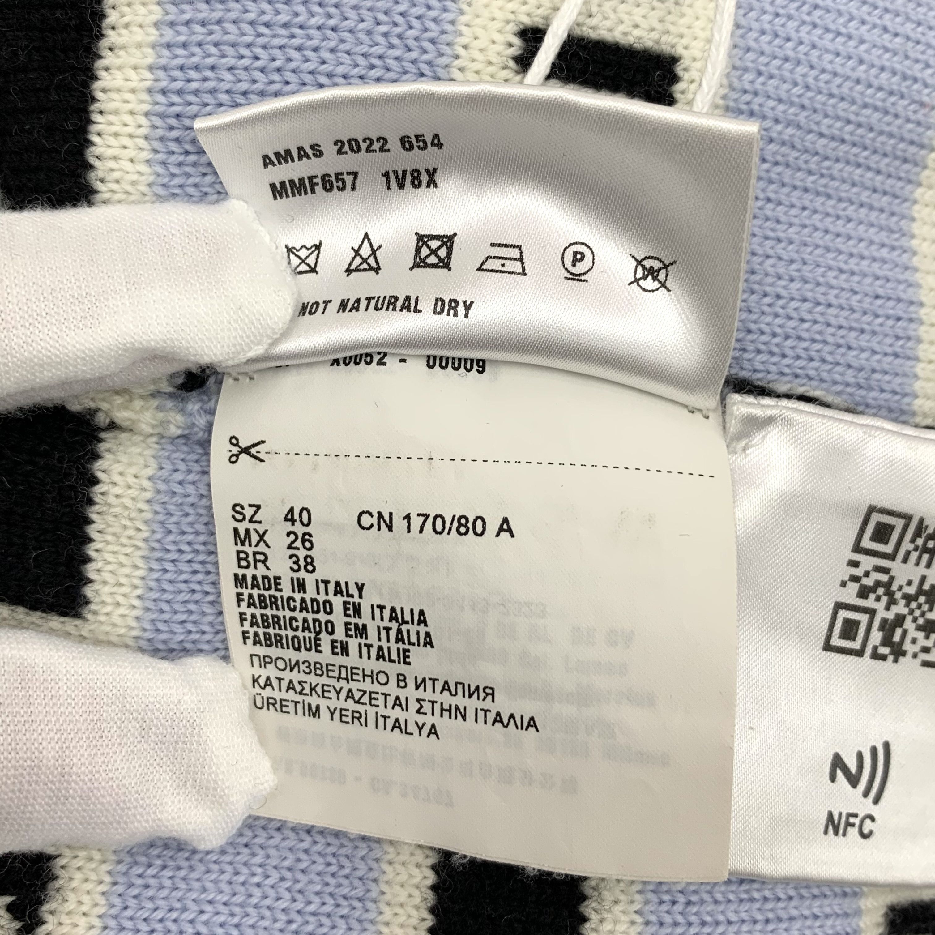 Miu Miu Miu Miu Striped Logo Wool Cardigan Light Blue (40) Size US XXS / EU 40 - 7 Thumbnail