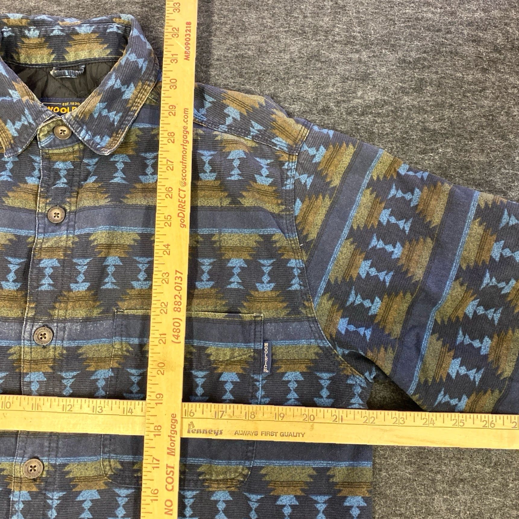 Vintage VINTAGE Woolrich Shacket Shirt Mens Medium Aztec Southwestern Button Up Lined Geometric 90s Southwestern Vintage Mens Size US XXL / EU 58 / 5 - 2 Thumbnail