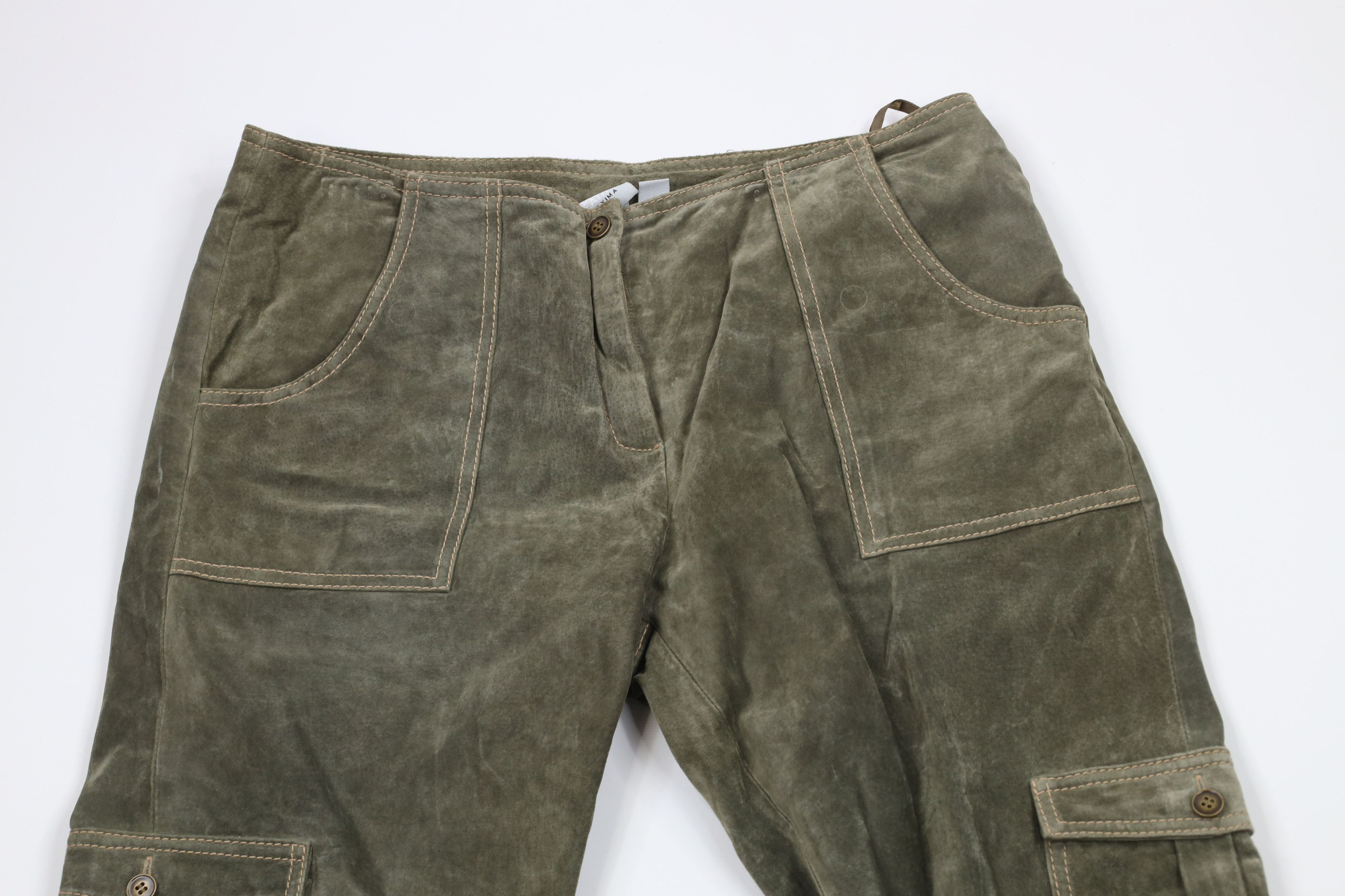 Vintage Vintage 90s Streetwear Leather Flared Wide Leg Cargo Pants Size 36" / US 14 / IT 50 - 2 Thumbnail