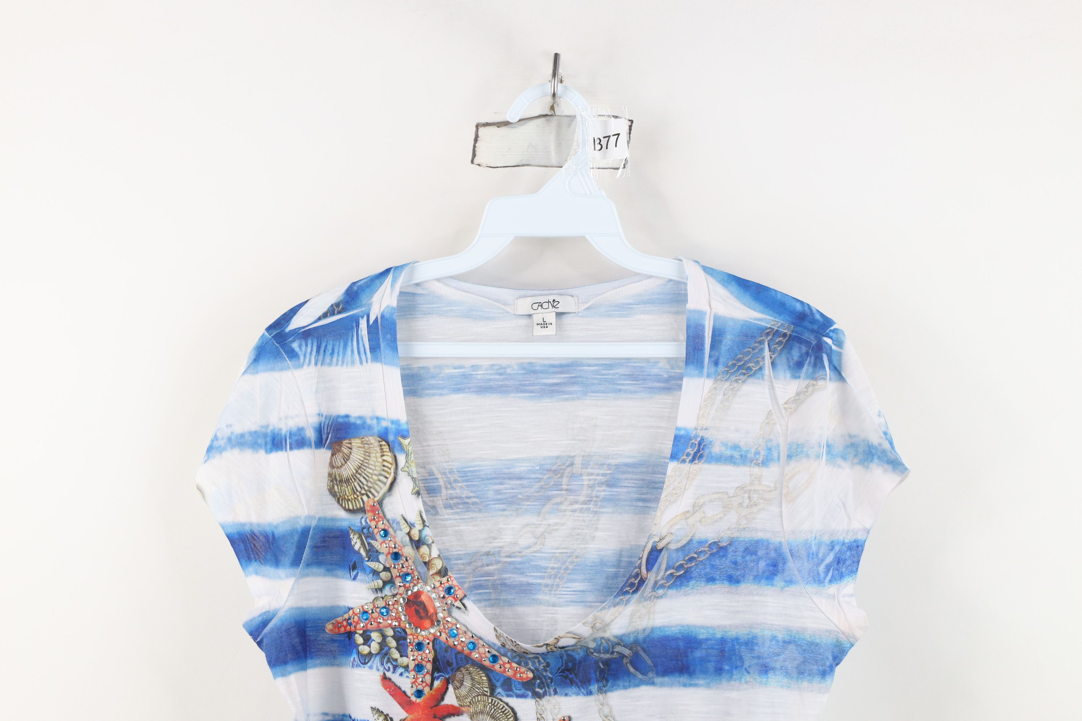Vintage Vintage Y2K Cache Beach Chain All Over Print T-Shirt USA Size L / US 10 / IT 46 - 2 Thumbnail