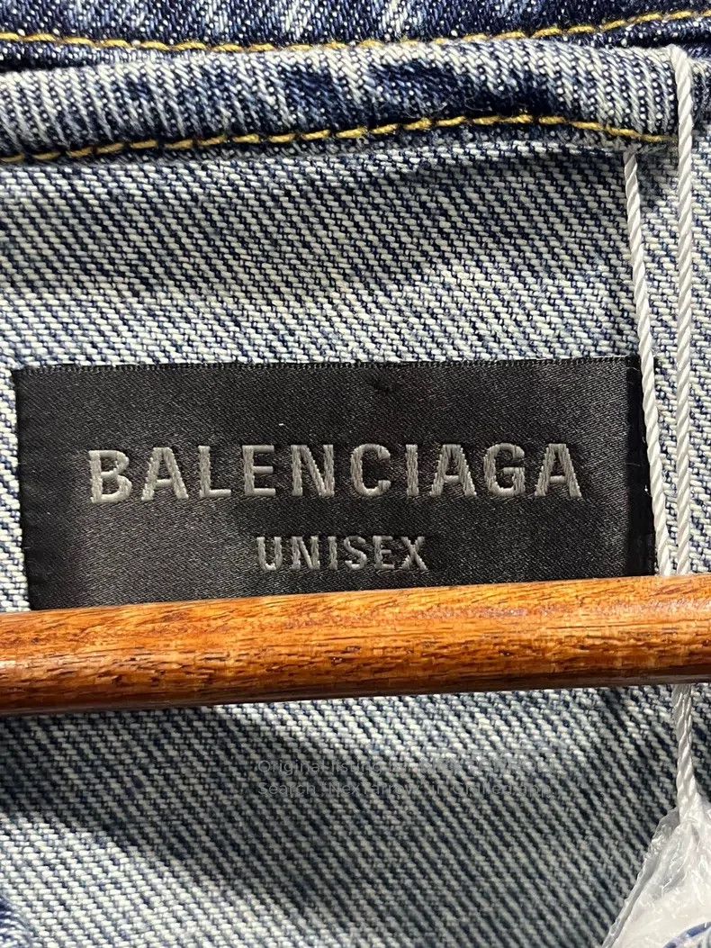 Balenciaga Balenciaga Back tape logo print denim jacket Size US XL / EU 56 / 4 - 7 Thumbnail
