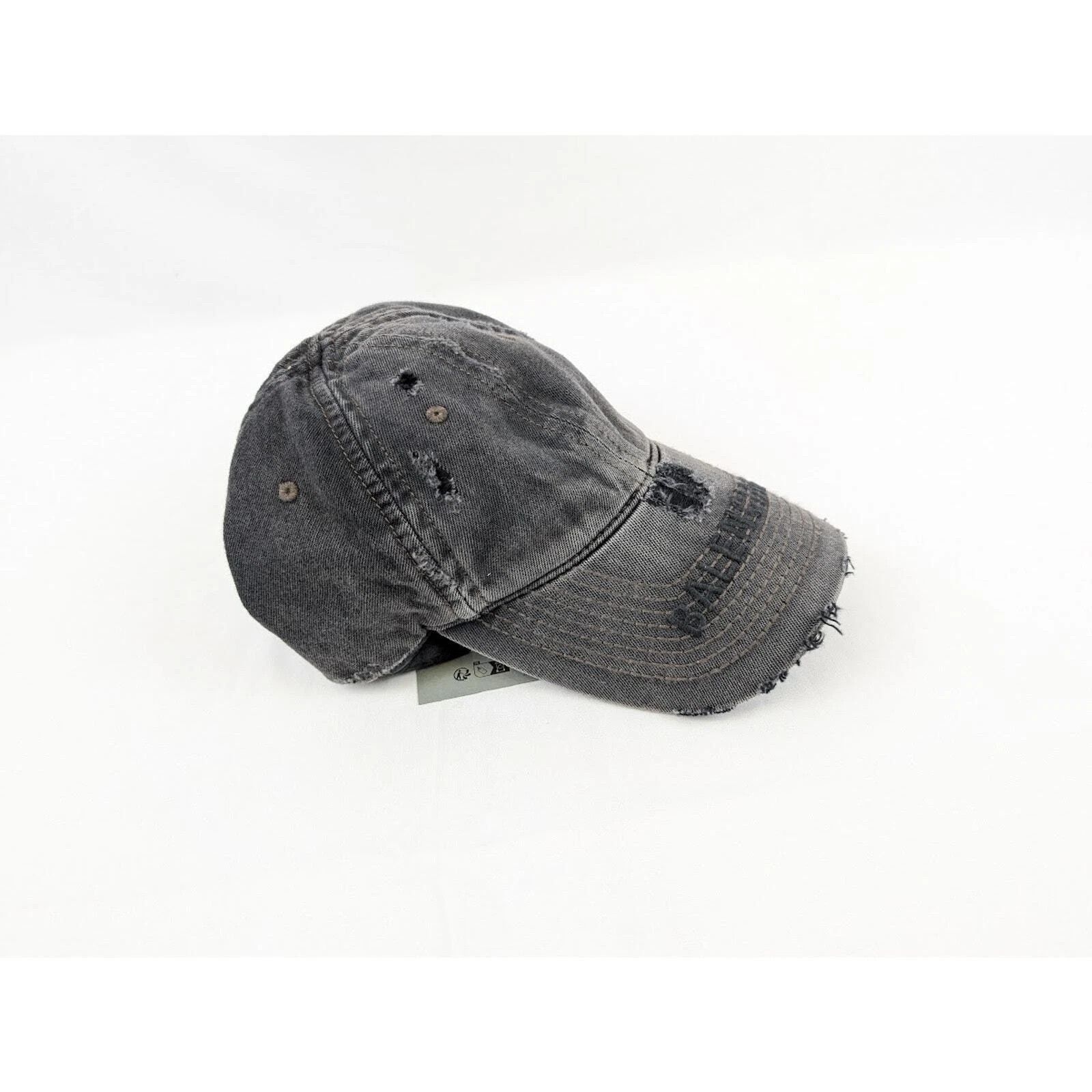 Balenciaga o1rshd1 Q:3 / Distressed Logo Cap / Hat in Charcoal Size ONE SIZE - 15 Thumbnail