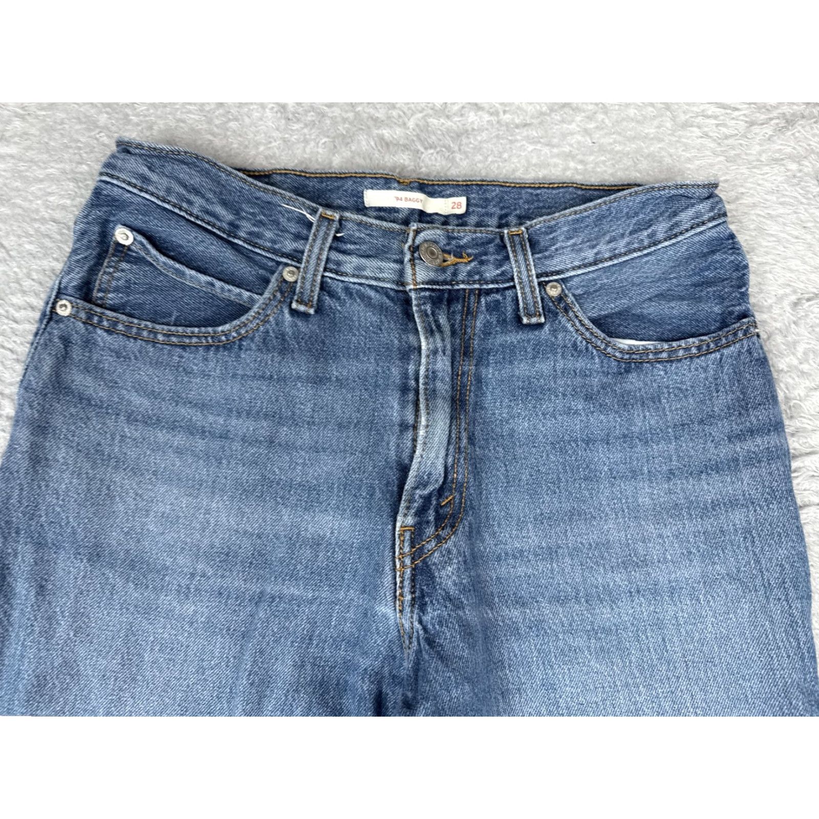 Levi's VINTAGE Levis 94 Baggy Straight Jeans Womens 28 Blue High Rise Denim Wide Leg 28x31 Size 28" / US 6 / IT 42 - 4 Thumbnail