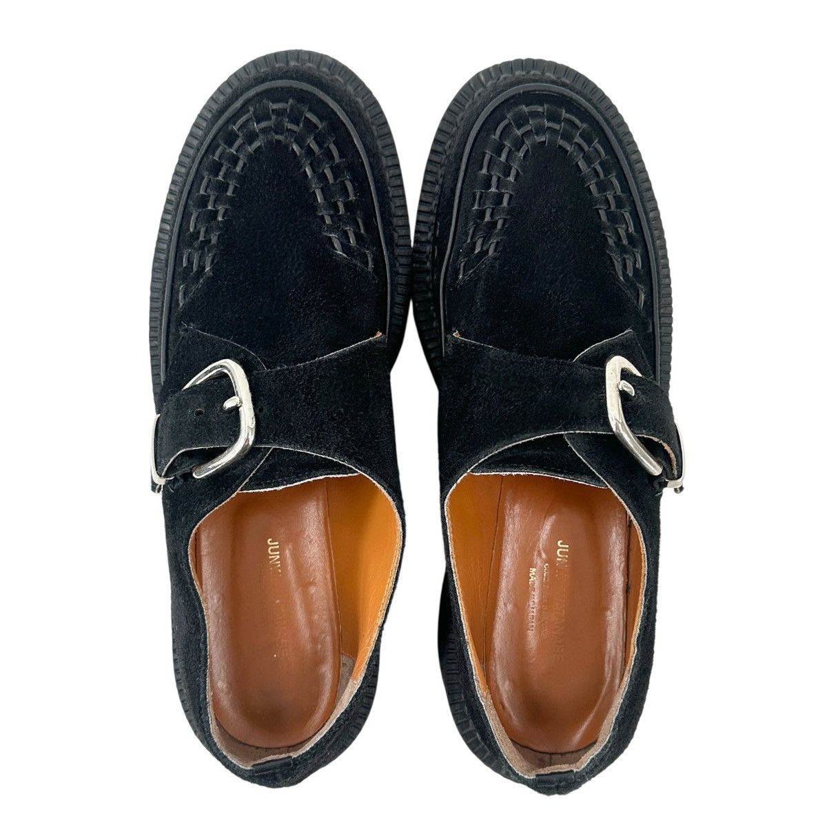 Junya Watanabe Black Suede Leather Platform Monk Strap Loafers Shoes Size US 8 / EU 41 - 7 Thumbnail