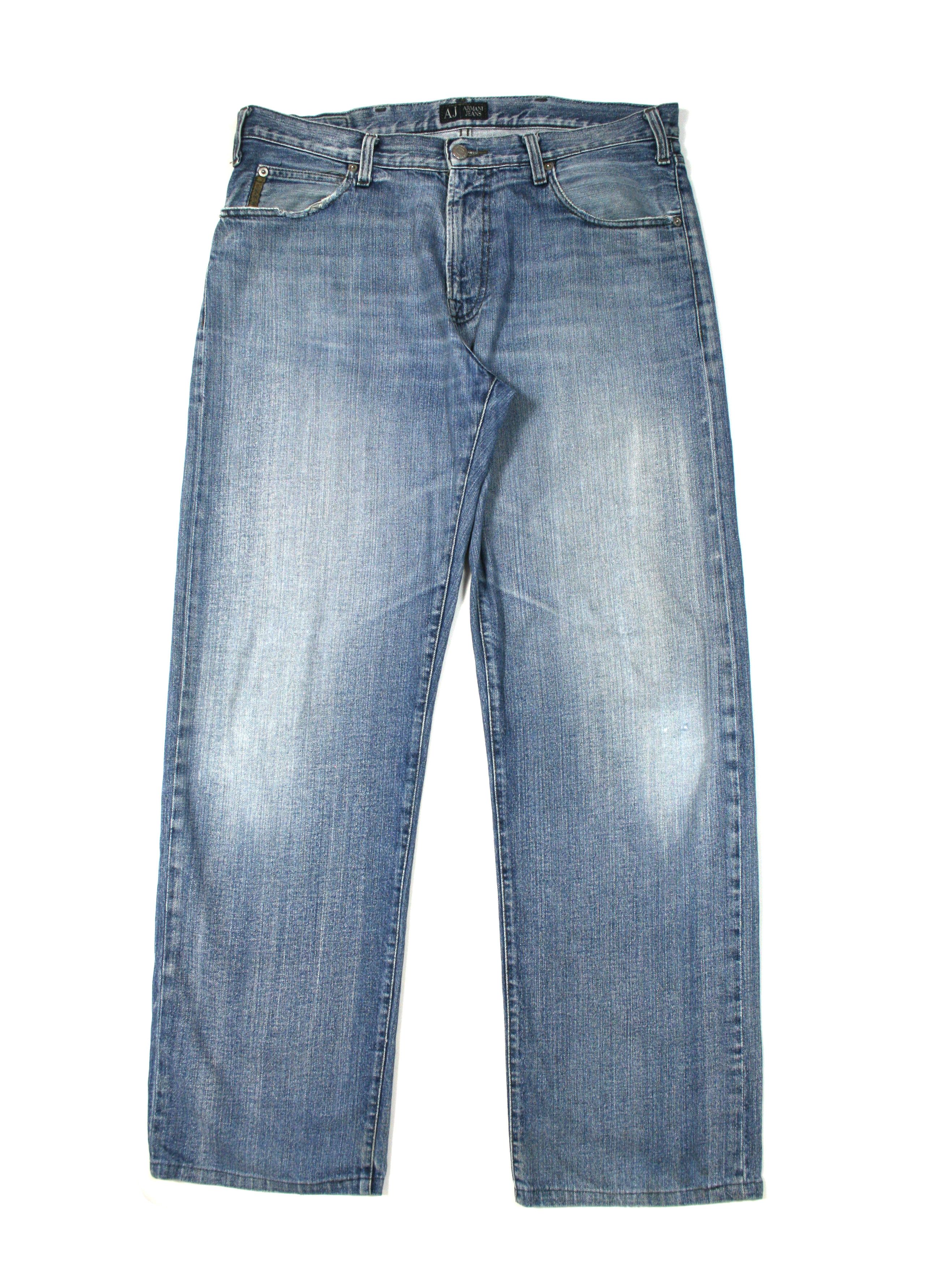 Armani 00S Metal Logo Y2K Wide Leg Indigo Jeans Vintage Size US 34 / EU 50 - 1 Thumbnail