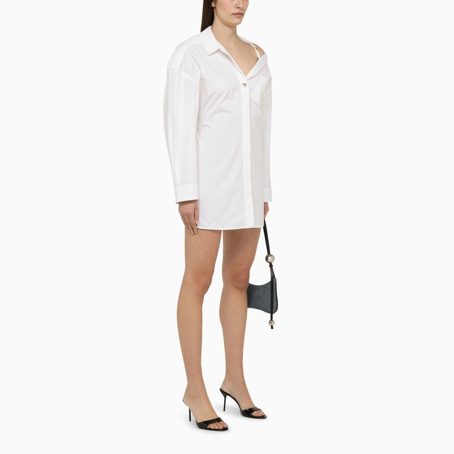 Jacquemus o1d2blof0824 Cotton Mini Chemisier Dress in White Size S / US 4 / IT 40 - 2 Thumbnail