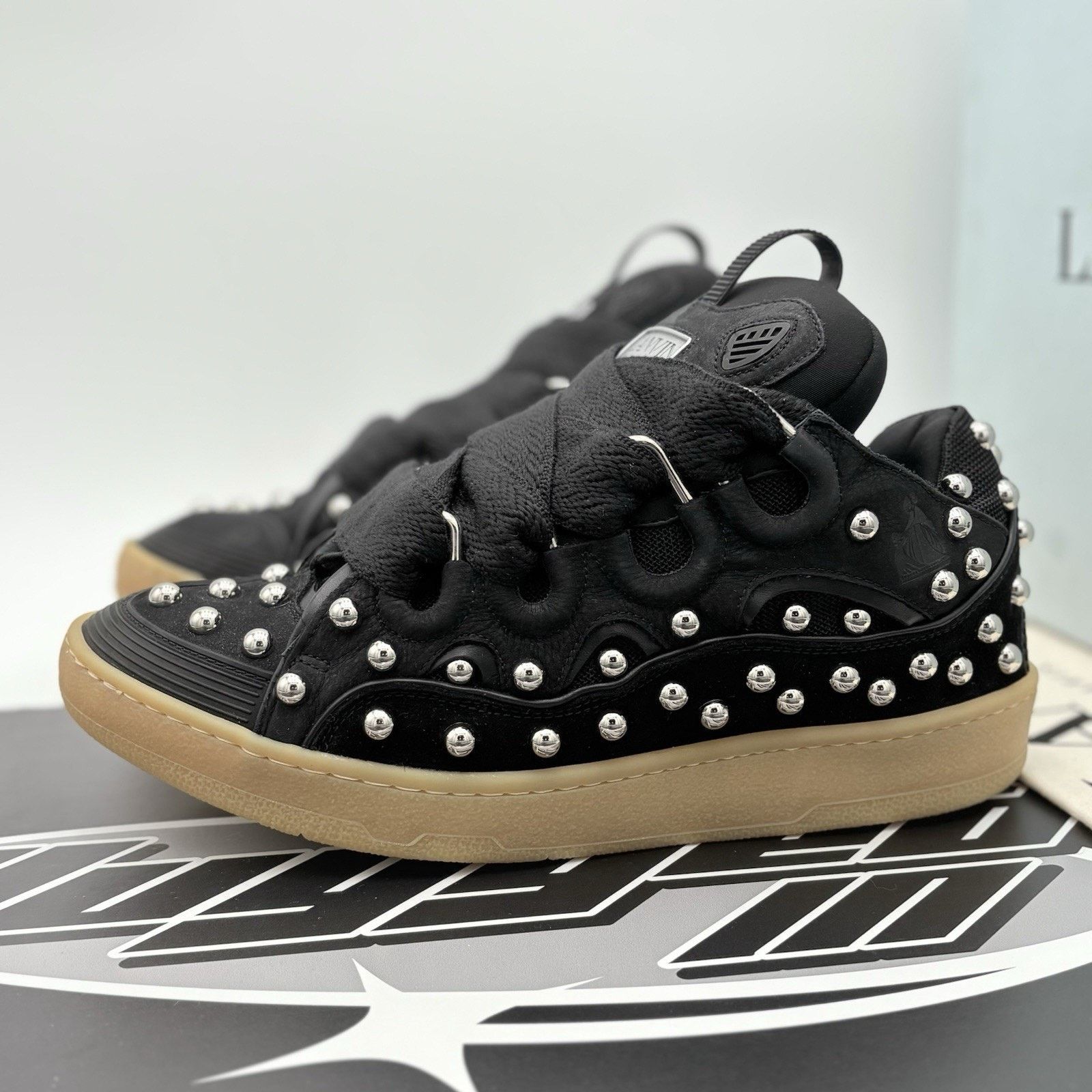 Lanvin Lanvin Studded Curb Sneaker ' Black ' | NEW! Size US 11 / EU 44 - 1 Thumbnail