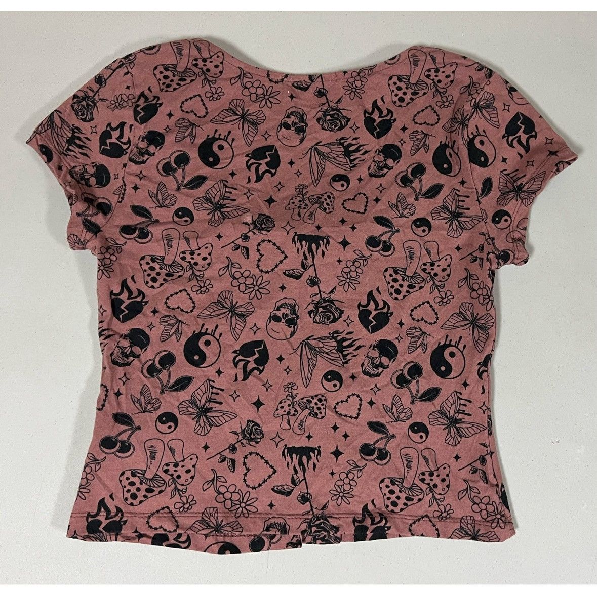 Japanese Brand Brown Black Kawaii Graphic Tie-Up Tee T-Shirt Top Size M 🕷️ Size M / US 6-8 / IT 42-44 - 3 Thumbnail