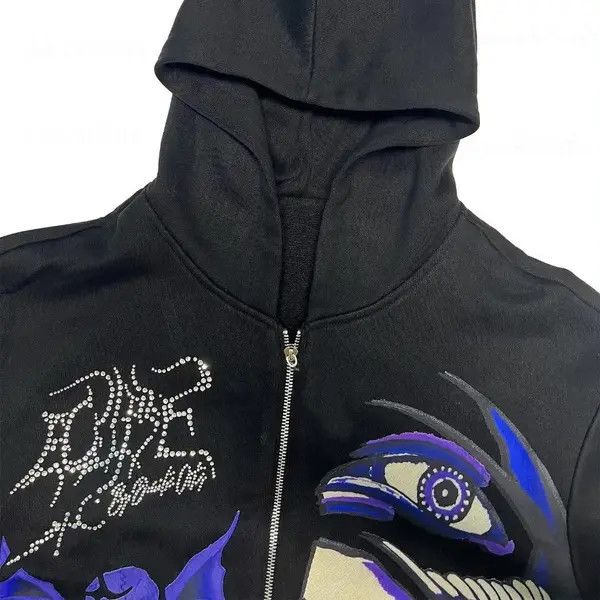 VIBE Rhinestone Gothic Print Zip Up Hoodie Punk Rock Style Size US L / EU 52-54 / 3 - 4 Thumbnail