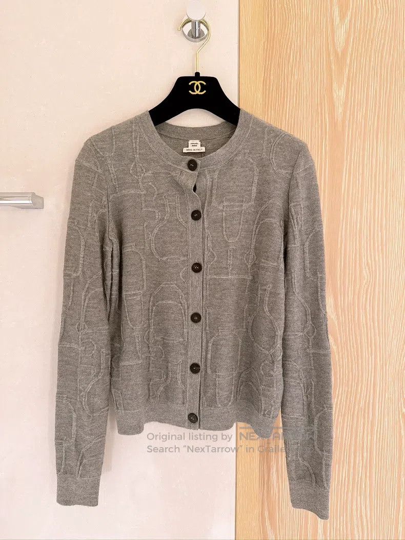 Hermes Hermes Jacquard Knit Grey Cardigan Size XS / US 0-2 / IT 36-38 - 1 Thumbnail
