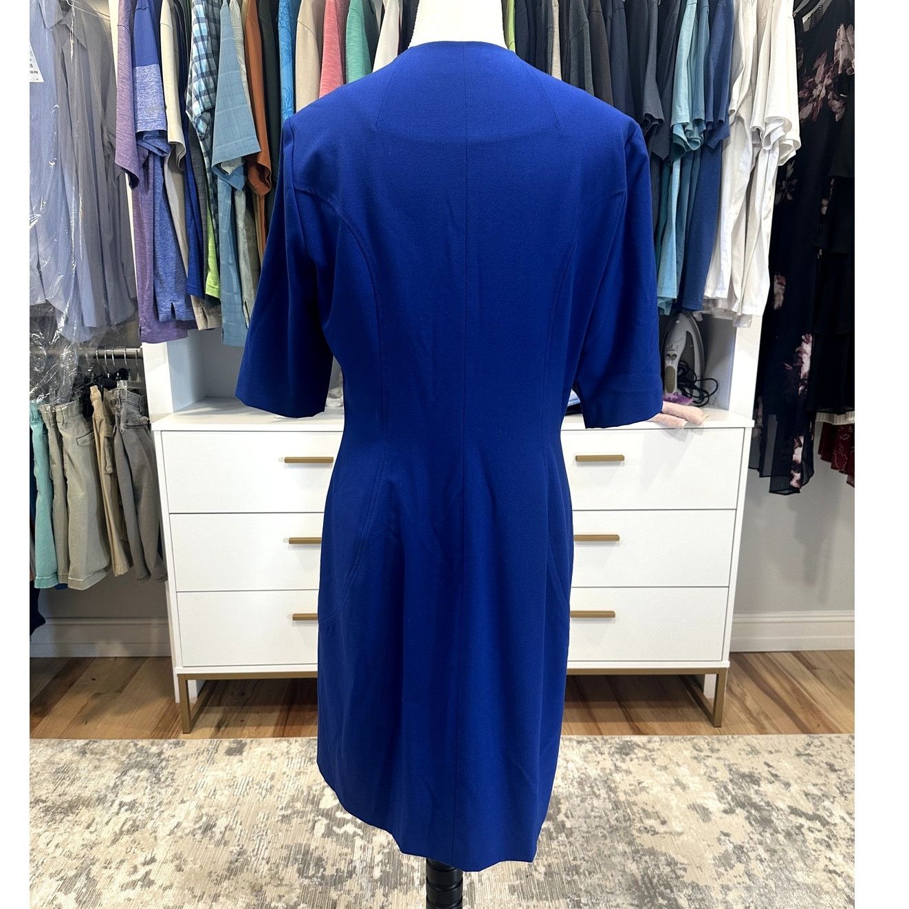 Other Tahari Cobalt Blue Front Zip Sheath Knee Length Dress 10 Size L / US 10 / IT 46 - 5 Thumbnail