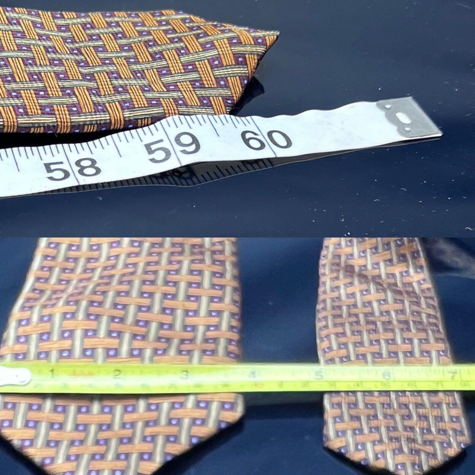 Vintage JZ RICHARDS Silk Tie Blue with Brown Cross Cross Size ONE SIZE - 4 Thumbnail