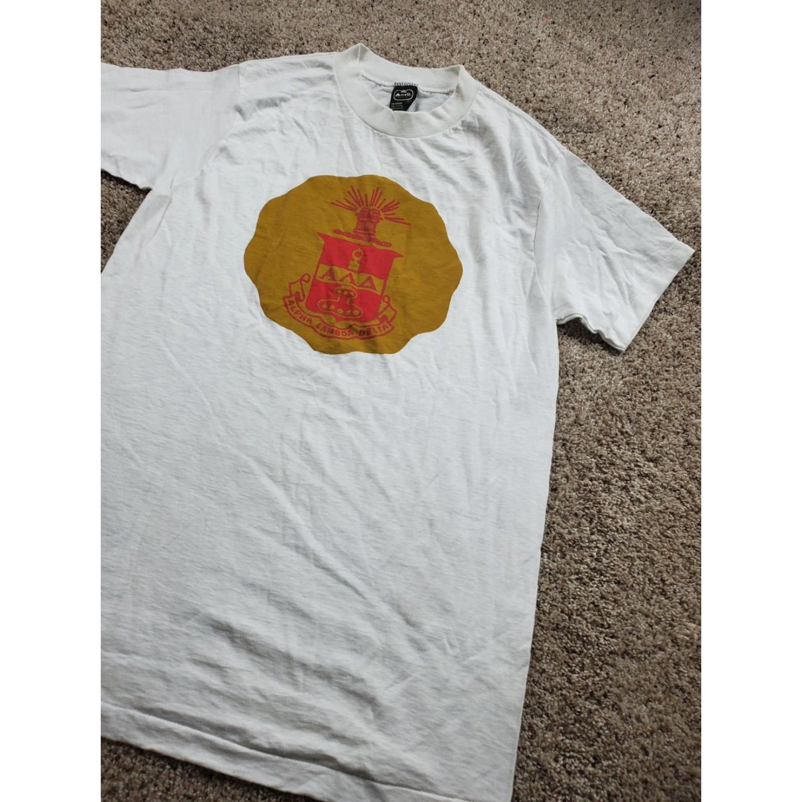 Anvil VINTAGE Alpha Lambda Delta Shirt Mens Medium White Honor Society Crest Made USA Size US M / EU 48-50 / 2 - 2 Thumbnail