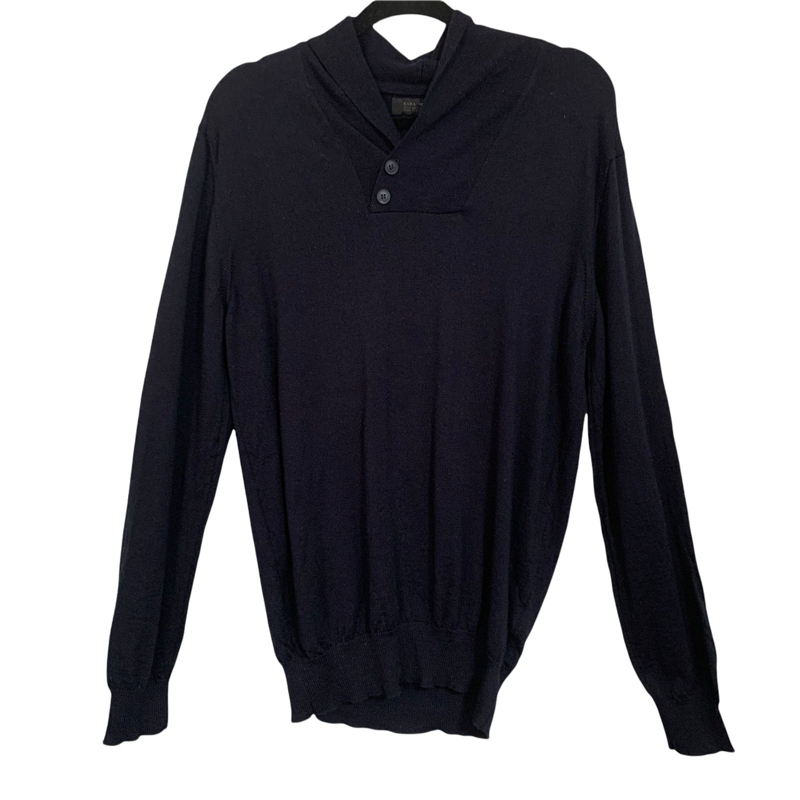 Zara Zara Men's Heritage Navy Blue Wool Sweater XL Classic Jumper Size US XL / EU 56 / 4 - 10 Thumbnail