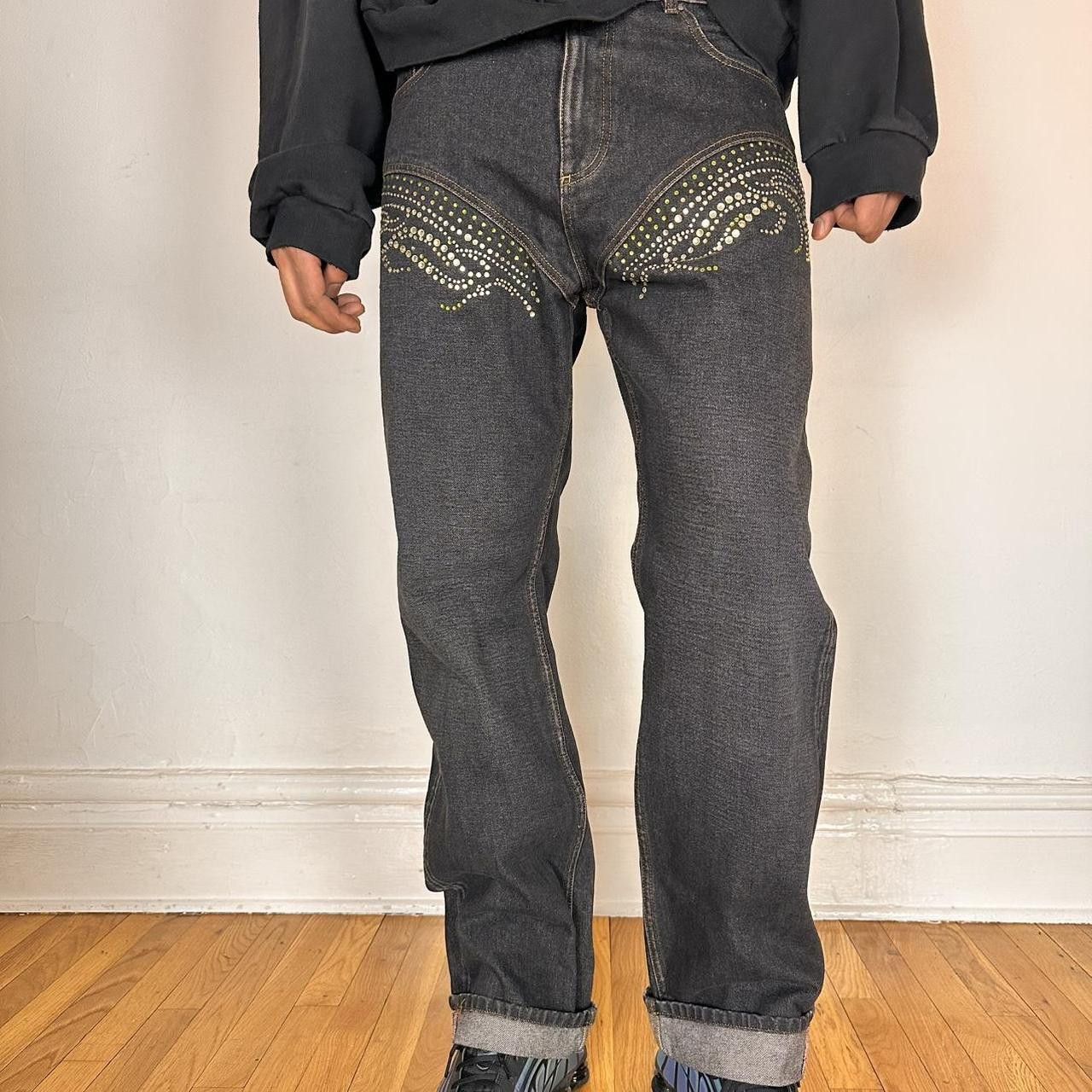 Y/Project Y-PROJECT Black Rhinestone Western Cowboy Jeans - 36x32" Size US 36 / EU 52 - 2 Thumbnail