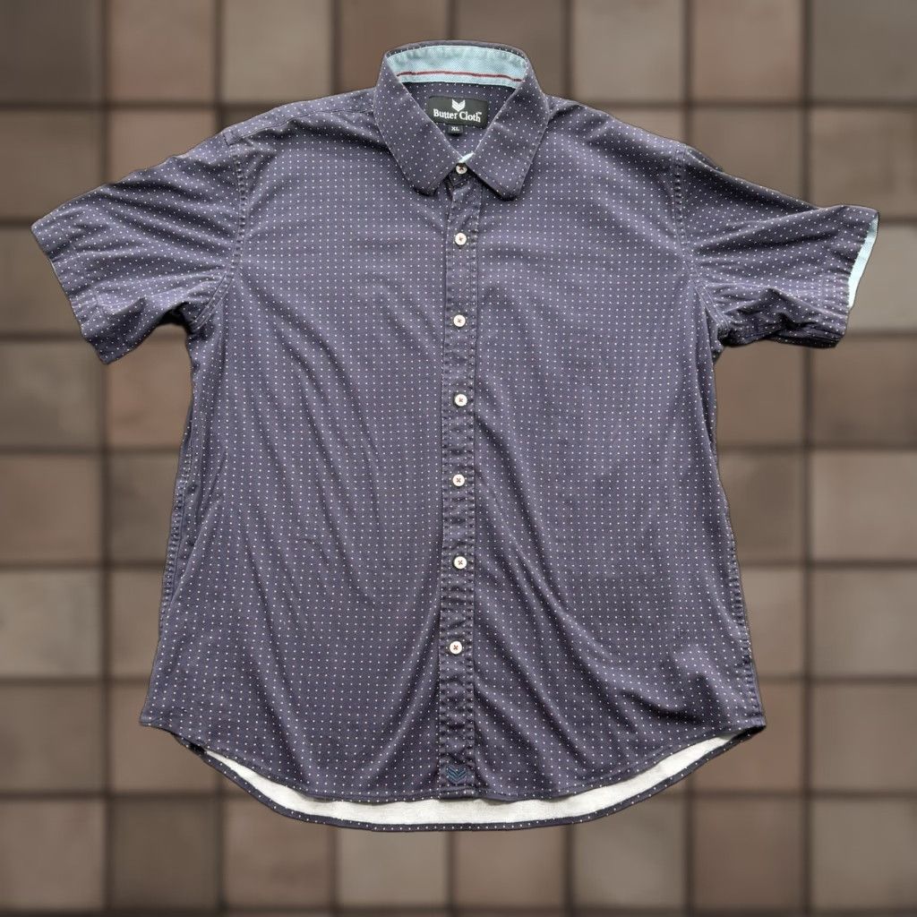 Buttero Butter Cloth Shirt Men XL Polka Dot Cotton Short Sleeve Button Up Preppy Size US XL / EU 56 / 4 - 1 Thumbnail