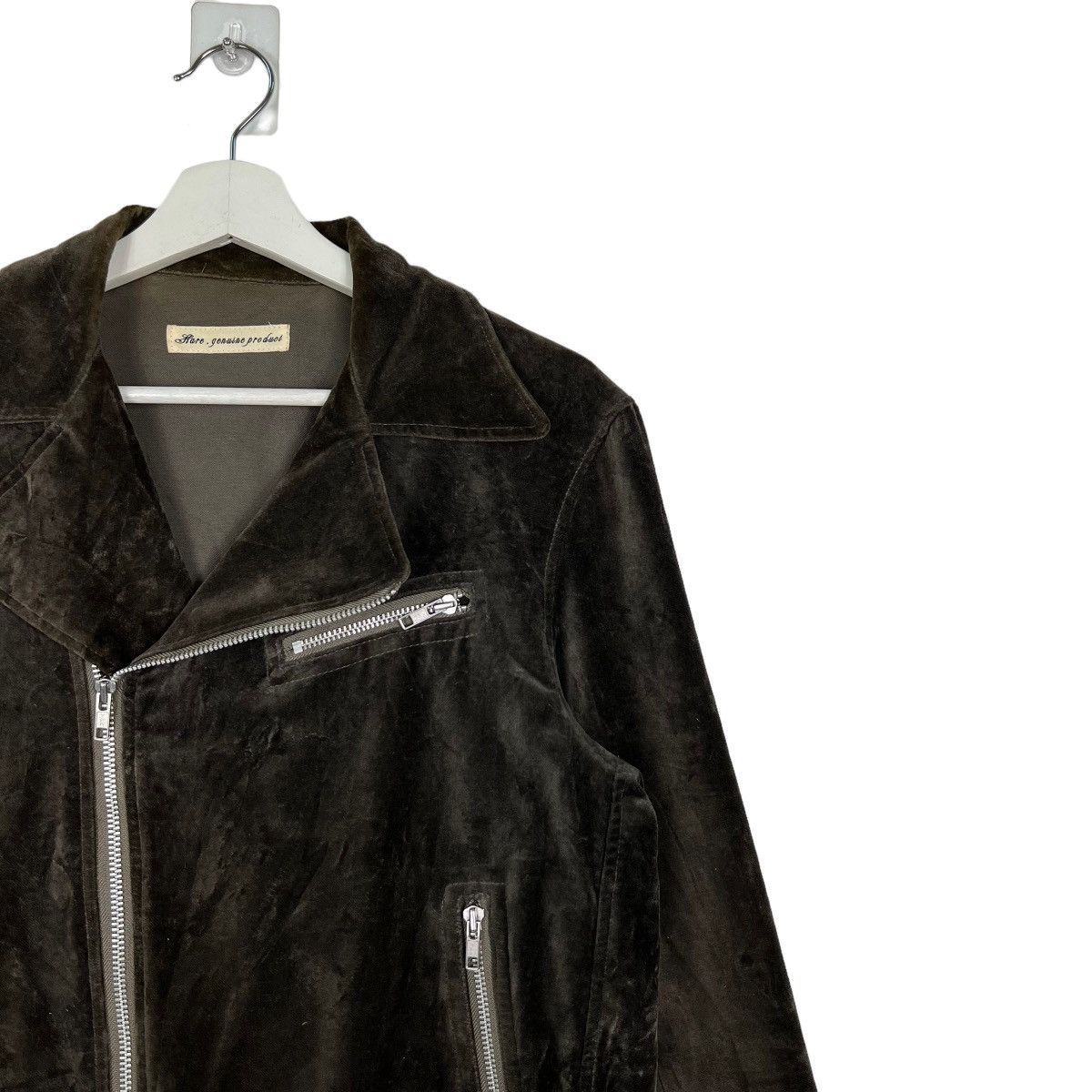 HARE HARE GENUINE PRODUCT VELVET DOUBLE COLAR MOTO RIDER JACKET Size US L / EU 52-54 / 3 - 6 Thumbnail