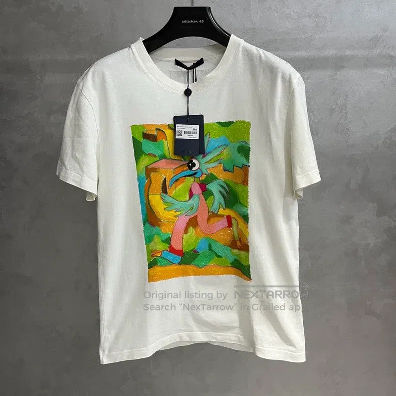 Louis Vuitton Louis Vuitton White Printed Crew Neck Pullover T-Shirt Size US M / EU 48-50 / 2 - 1 Thumbnail