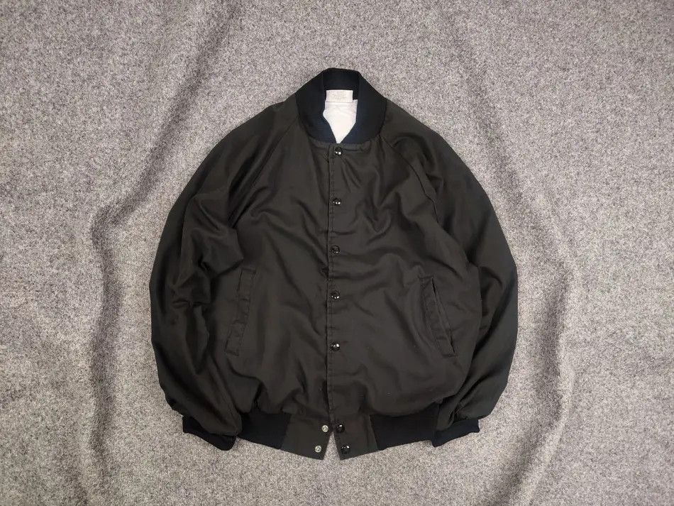 Vintage Vintage 90's Auburn USA Varsity Black Blank Bomber Jacket Size US M / EU 48-50 / 2 - 1 Thumbnail