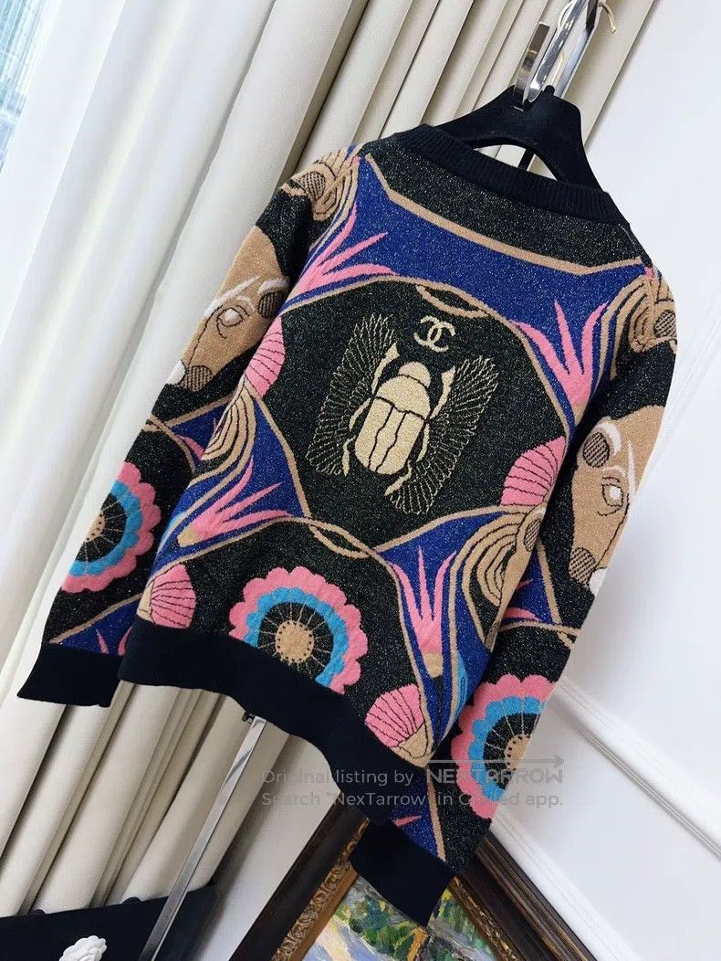 Chanel Chanel 19A Egypt Series Black Pink Beetle Pattern Cashmere Size S / US 4 / IT 40 - 2 Thumbnail