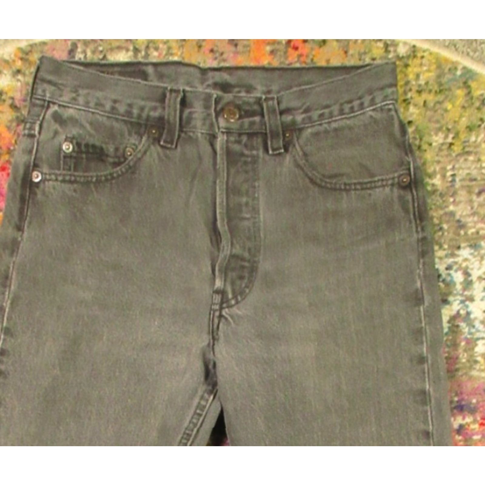 Levi's VINTAGE Levi's 501 Jeans 27x30 Gray Denim Button Fly Mid 5-Pocket USA 80s 90s Straight Mens 90s Classic American Adapted Size US 27 - 3 Thumbnail