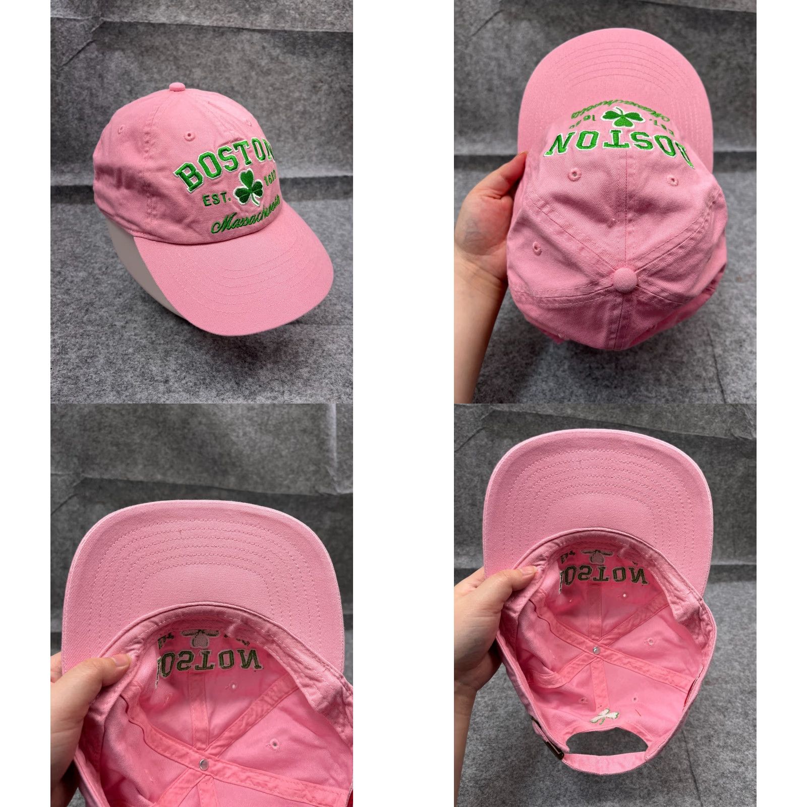 Vintage Boston Massachusetts Clover Hat Adult One Size Pink 100% Cotton Size ONE SIZE - 8 Thumbnail