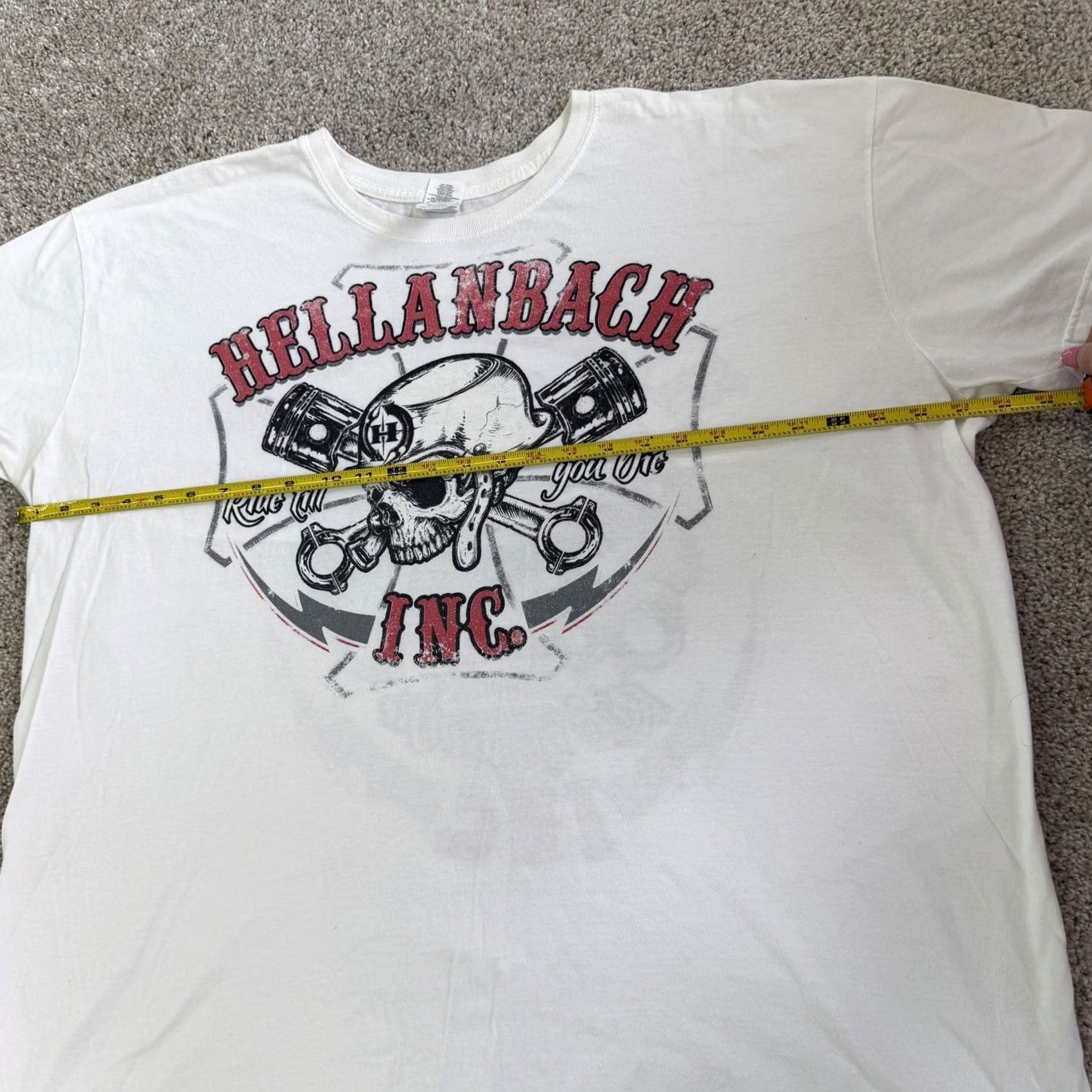 Gildan Hellanbach Shirt Mens 3XL White Motorcycle Skull Ride Till You Die Tee T-Shirt Size US XXL / EU 58 / 5 - 7 Thumbnail
