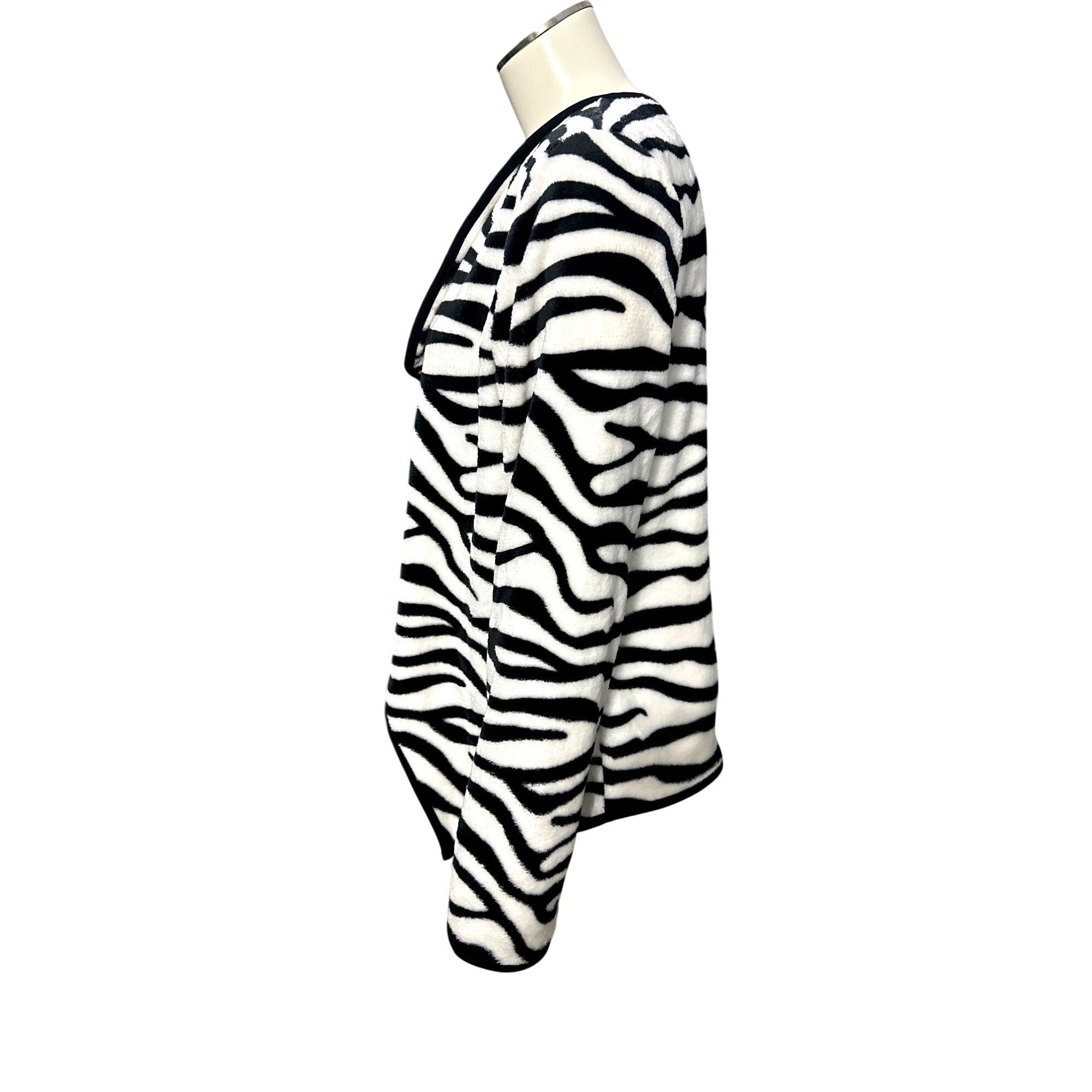 Other CCC Zebra Print Open Front Cardigan Sweater Trendy Black Whi Size L / US 10 / IT 46 - 2 Thumbnail