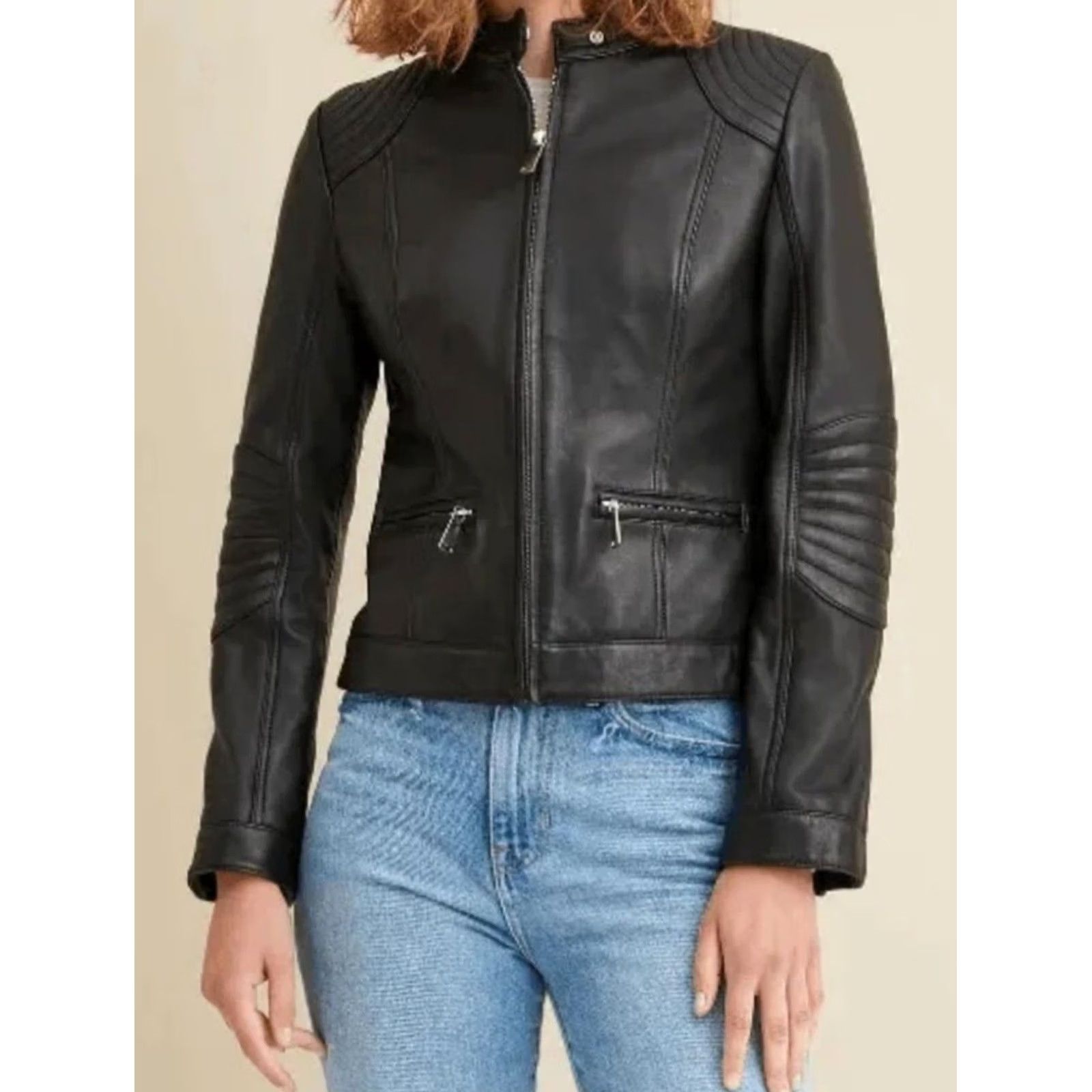 Vintage Black River Genuine Leather Cafe Motorcycle Moto Style Jacket Black Women's S Jacket Size S / US 4 / IT 40 - 2 Thumbnail