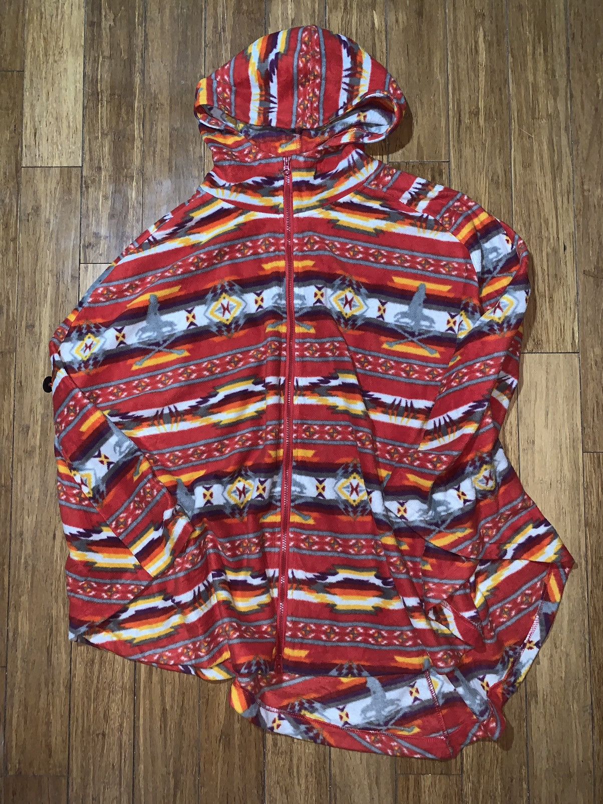 image of Hysteric Glamour Native Print Fleece Poncho in Red, Men's (Size XL)