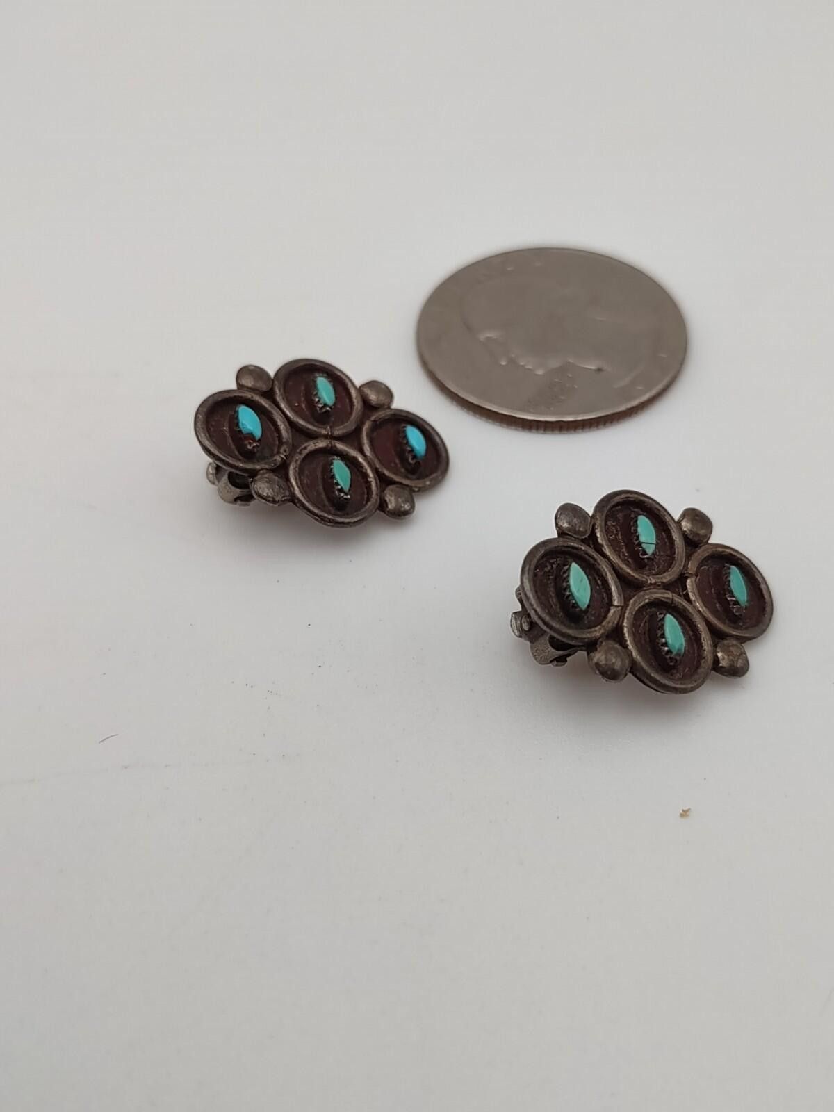 The Unbranded Brand 925 Sterling Turquoise Color Cluster Clip Earrings Size ONE SIZE - 3 Thumbnail