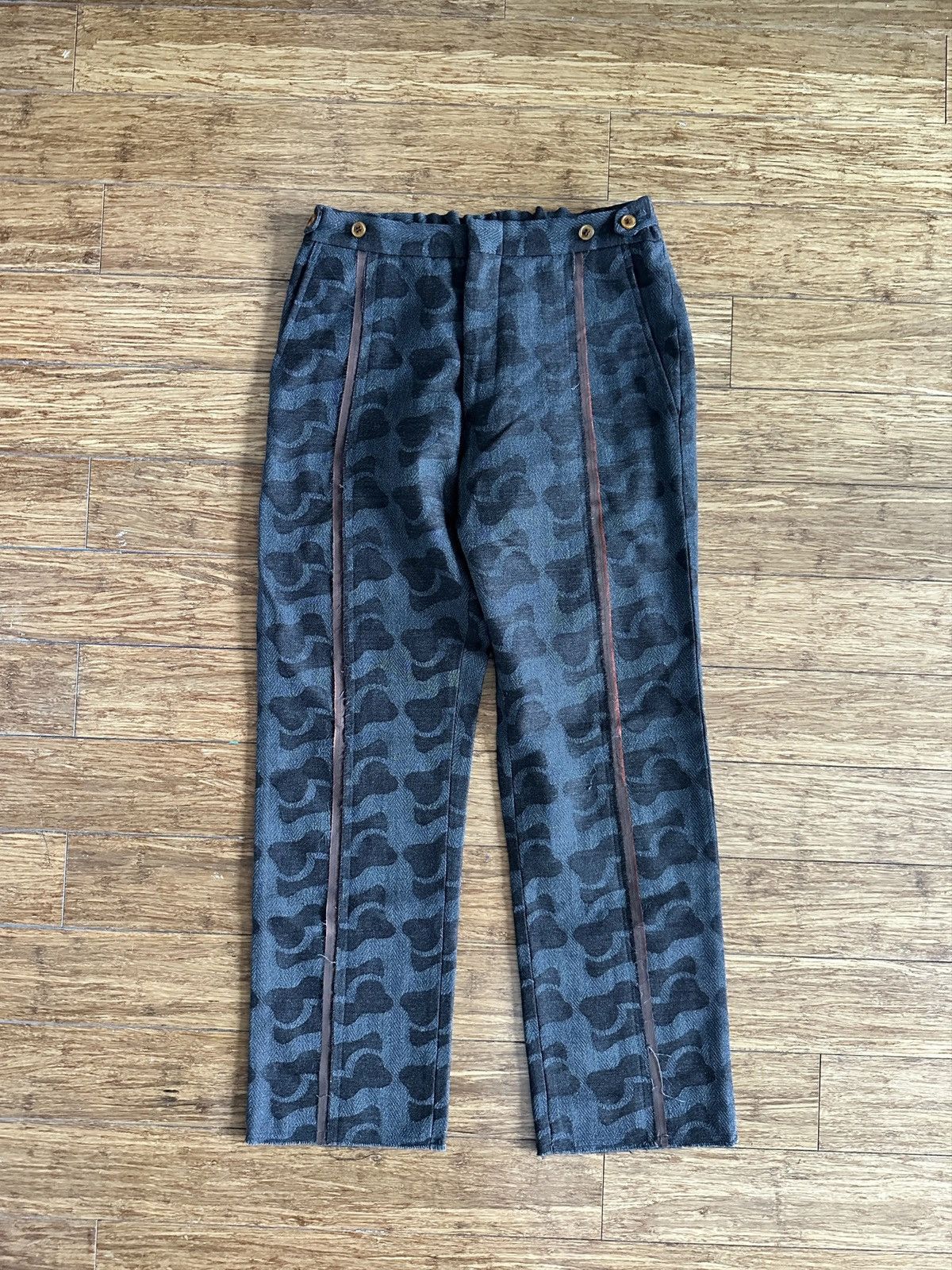 Comme des Garcons Homme Plus FW2002 Pscyhedelic Patterned Herringbone Trousers Size US 28 / EU 44 - 1 Thumbnail