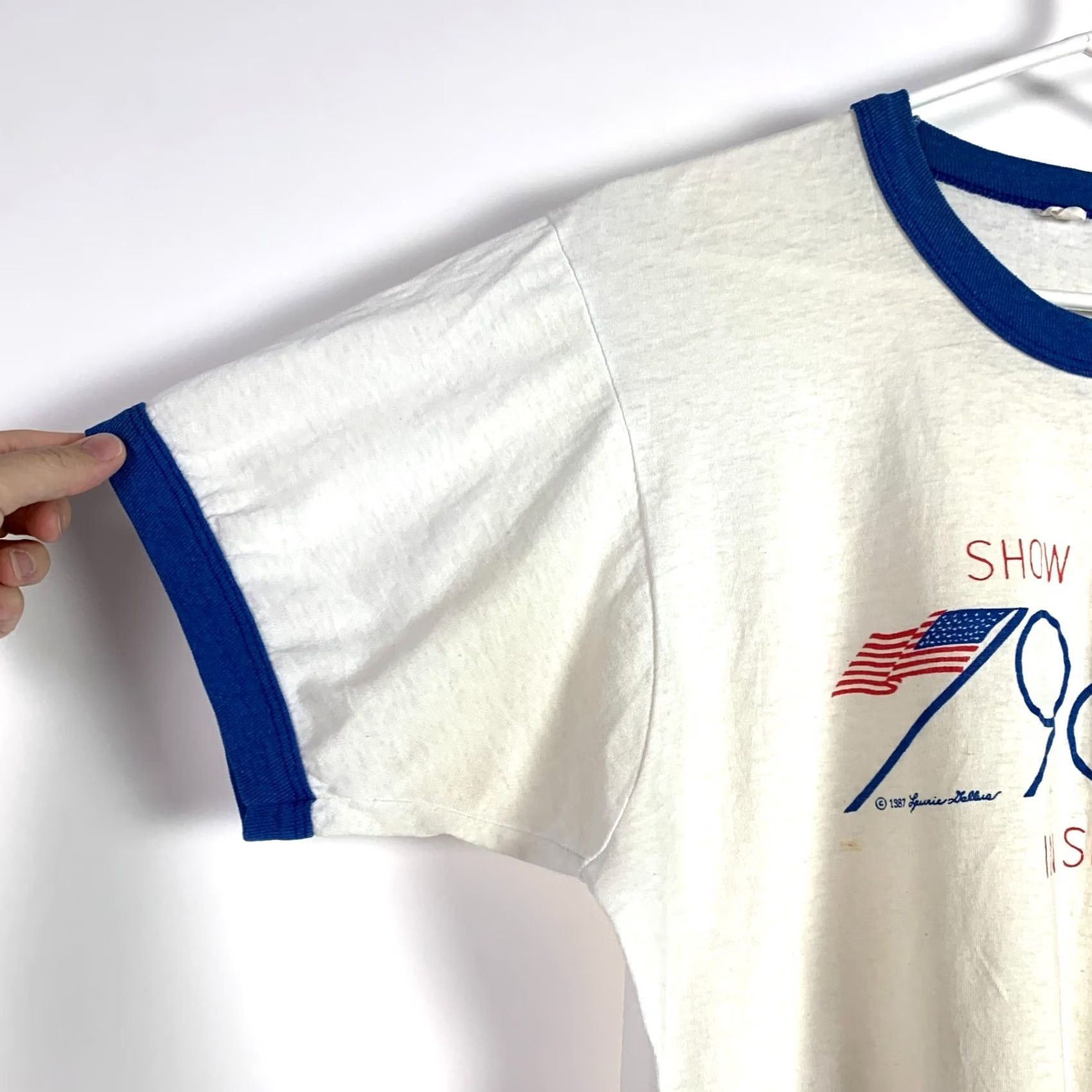 Vintage VINTAGE Show A Little Heart In Seoul 1987 Olympics Single Stitch Ringer Shirt Mens L White Graphic Print Crew Neck Short Sleeve Tee Size US L / EU 52-54 / 3 - 2 Thumbnail