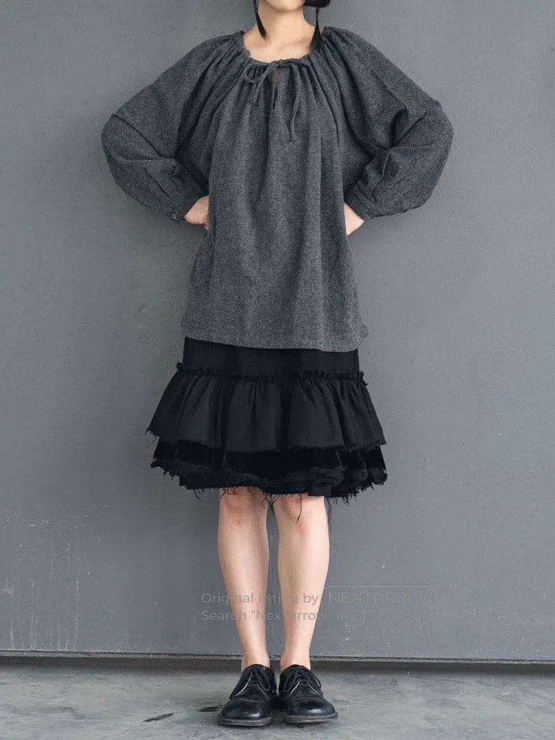 Comme des Garcons Comme Des Garcons Wool velvet lace half skirt Size 23" - 8 Thumbnail
