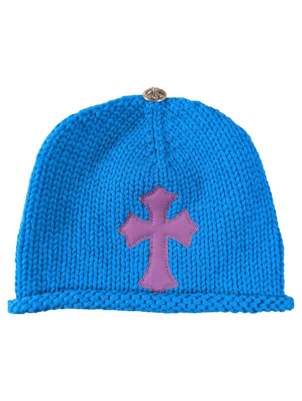 Chrome Hearts Blue Cashmere Beanie Purple Cross Patch Size ONE SIZE - 1 Thumbnail
