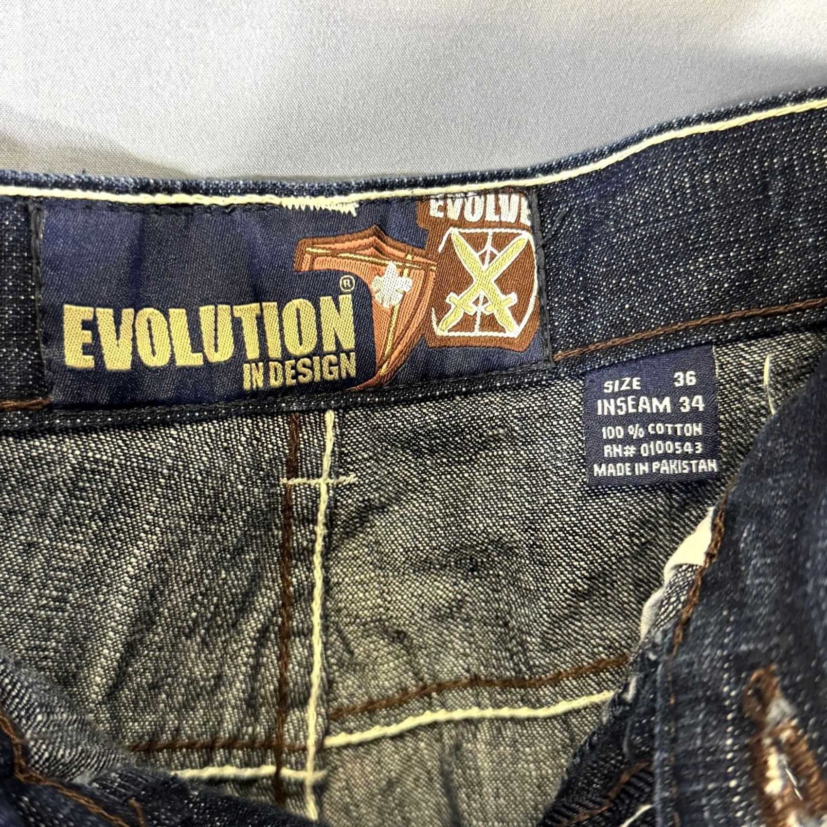 Vintage Evolution In Design Jeans Mens 36x34 Blue Denim Expedition Patches Pants Straight Jeans Size US 36 / EU 52 - 6 Thumbnail