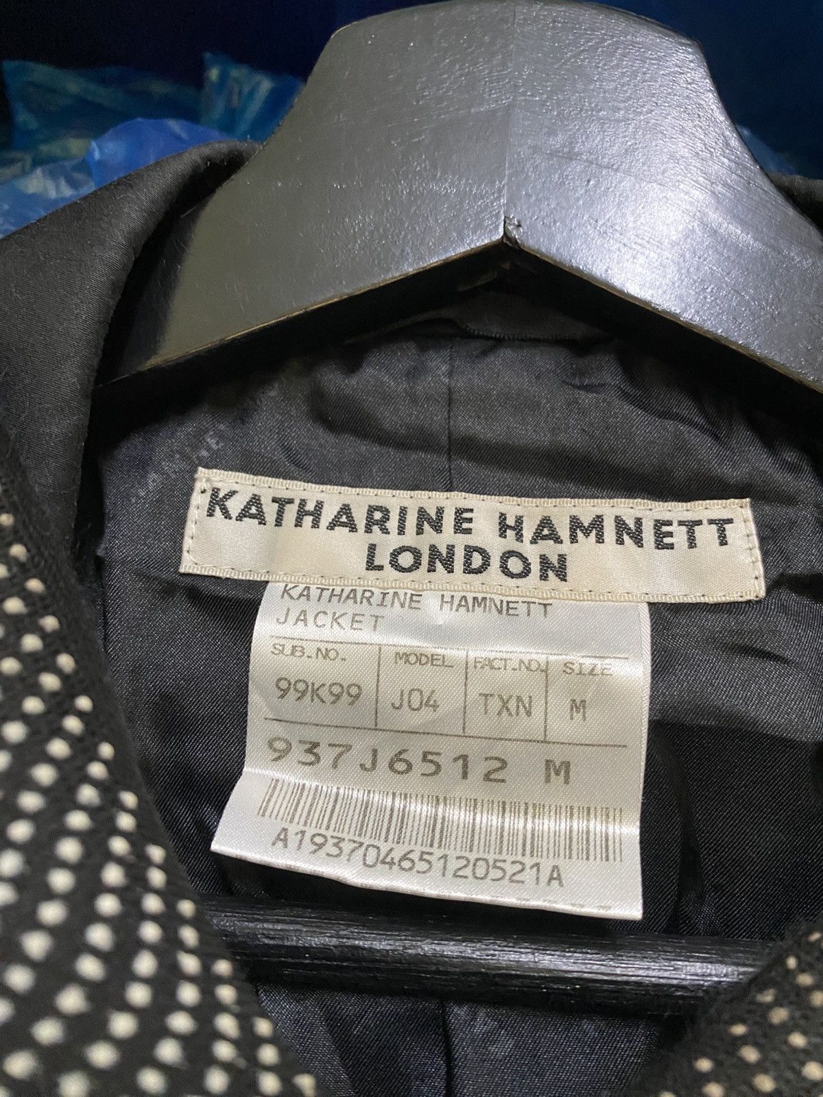 Vintage Katharine Hamnett London Black Cotton Blend 2-Button